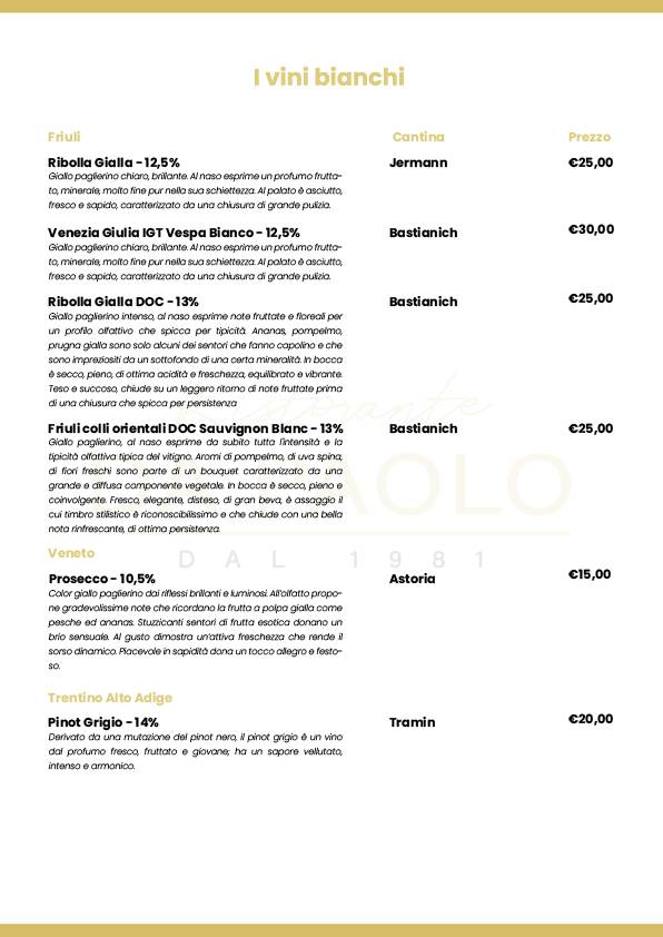 Menu di Da Paolo 
