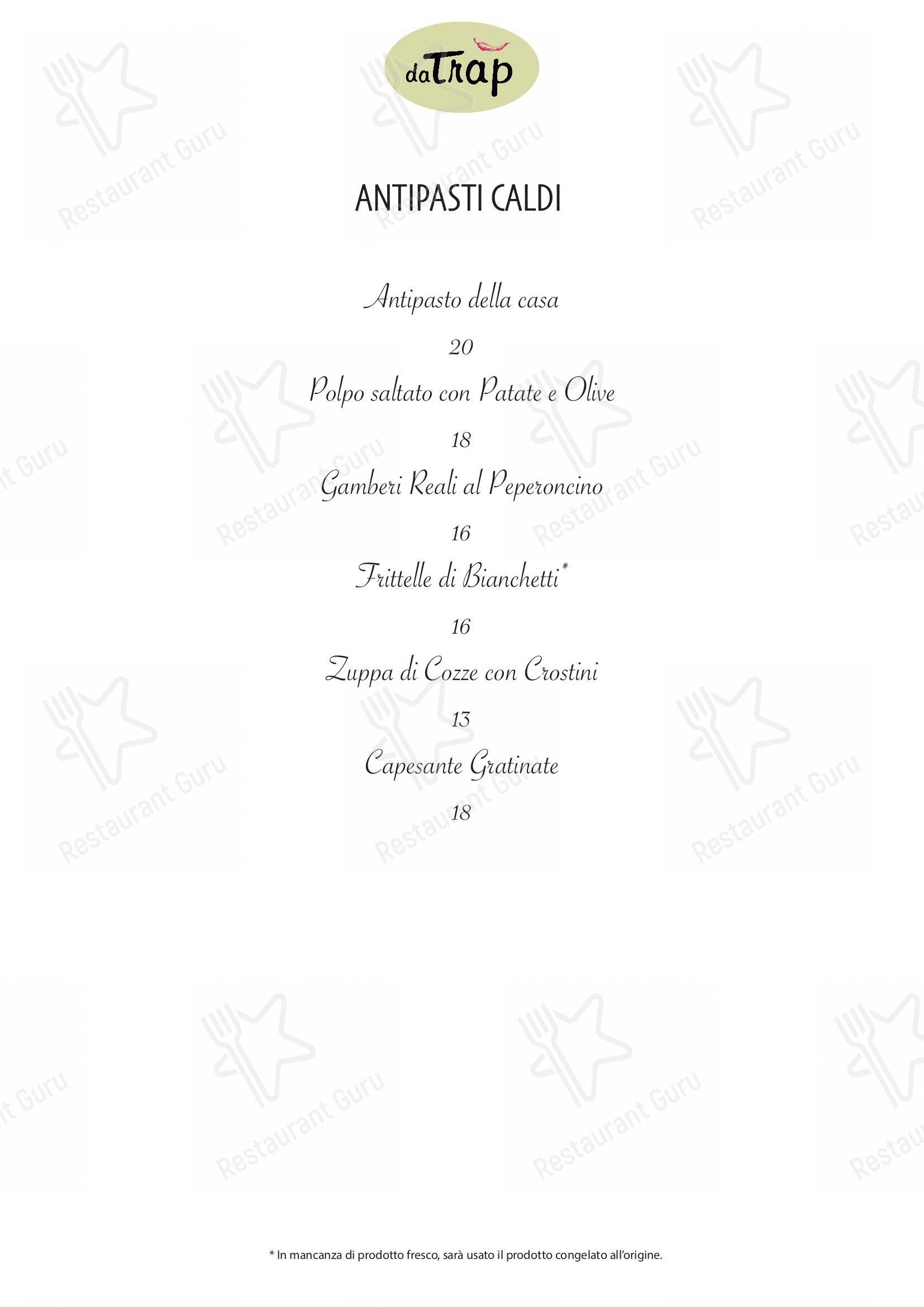 Ristorante Pizzeria da Trap in Milano - Menu bar