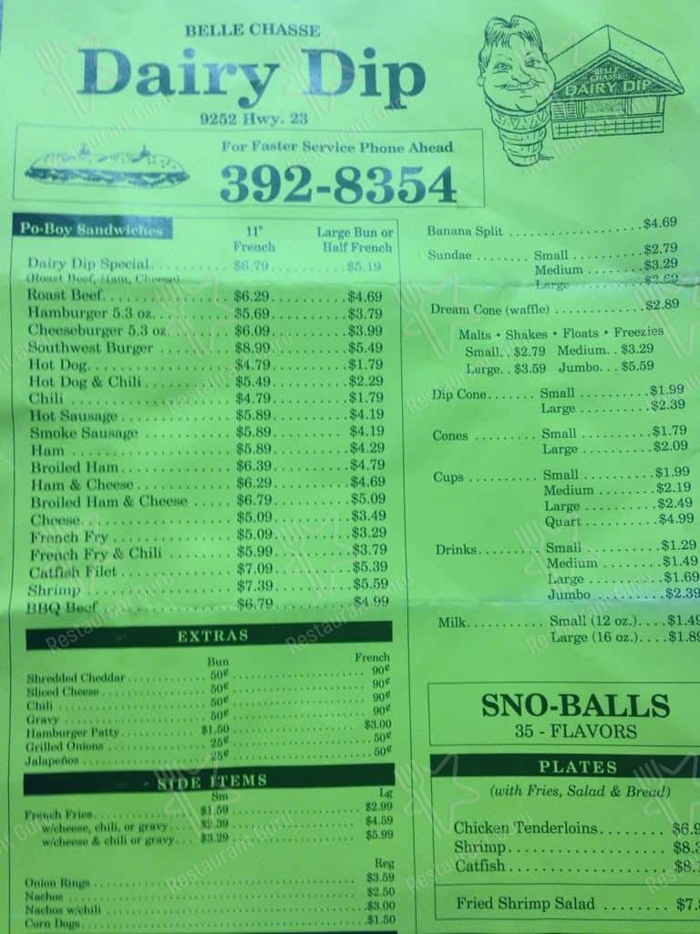 Menu at Dairy Dip LLC restaurant, Belle Chasse, LA23