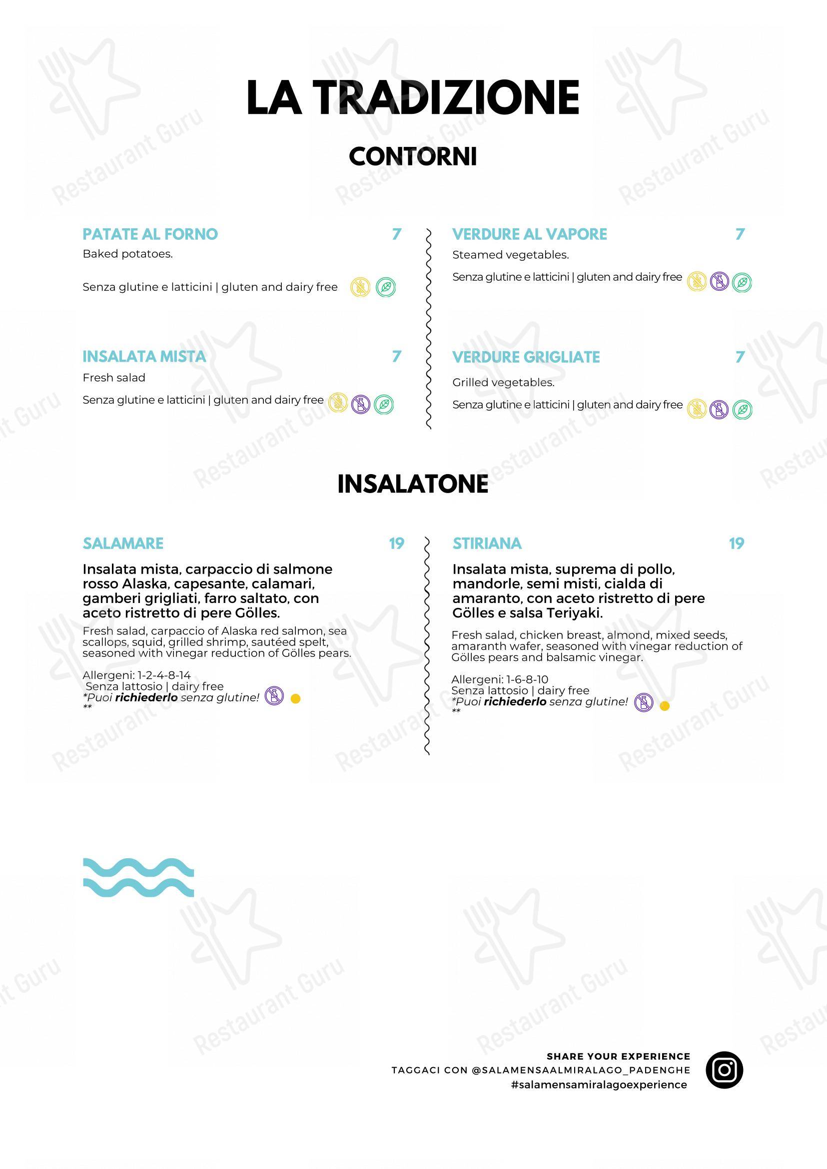 Salamensa al Miralago in Padenghe Sul Garda - Menu bar