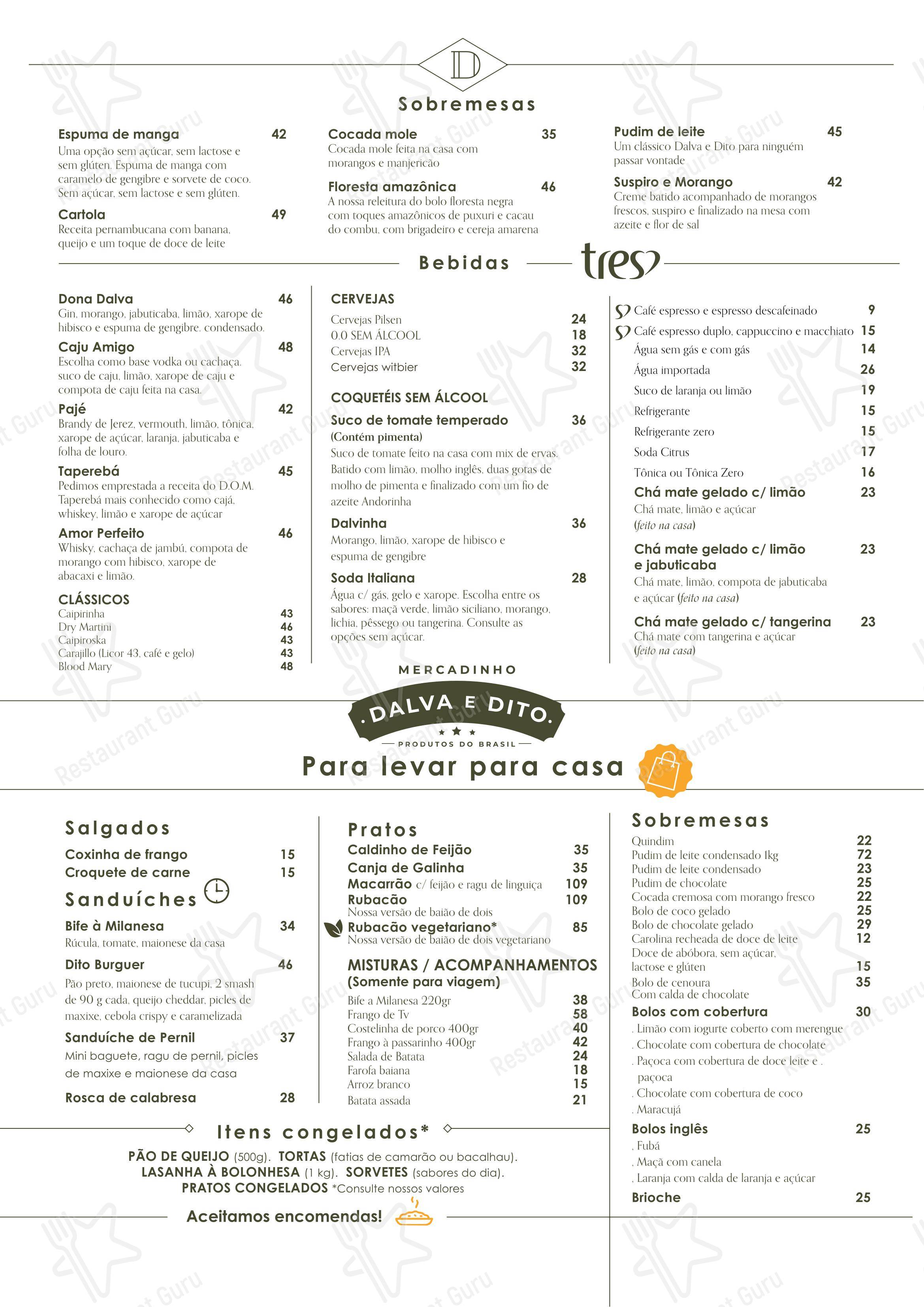 Menu para Dalva e Dito restaurante
