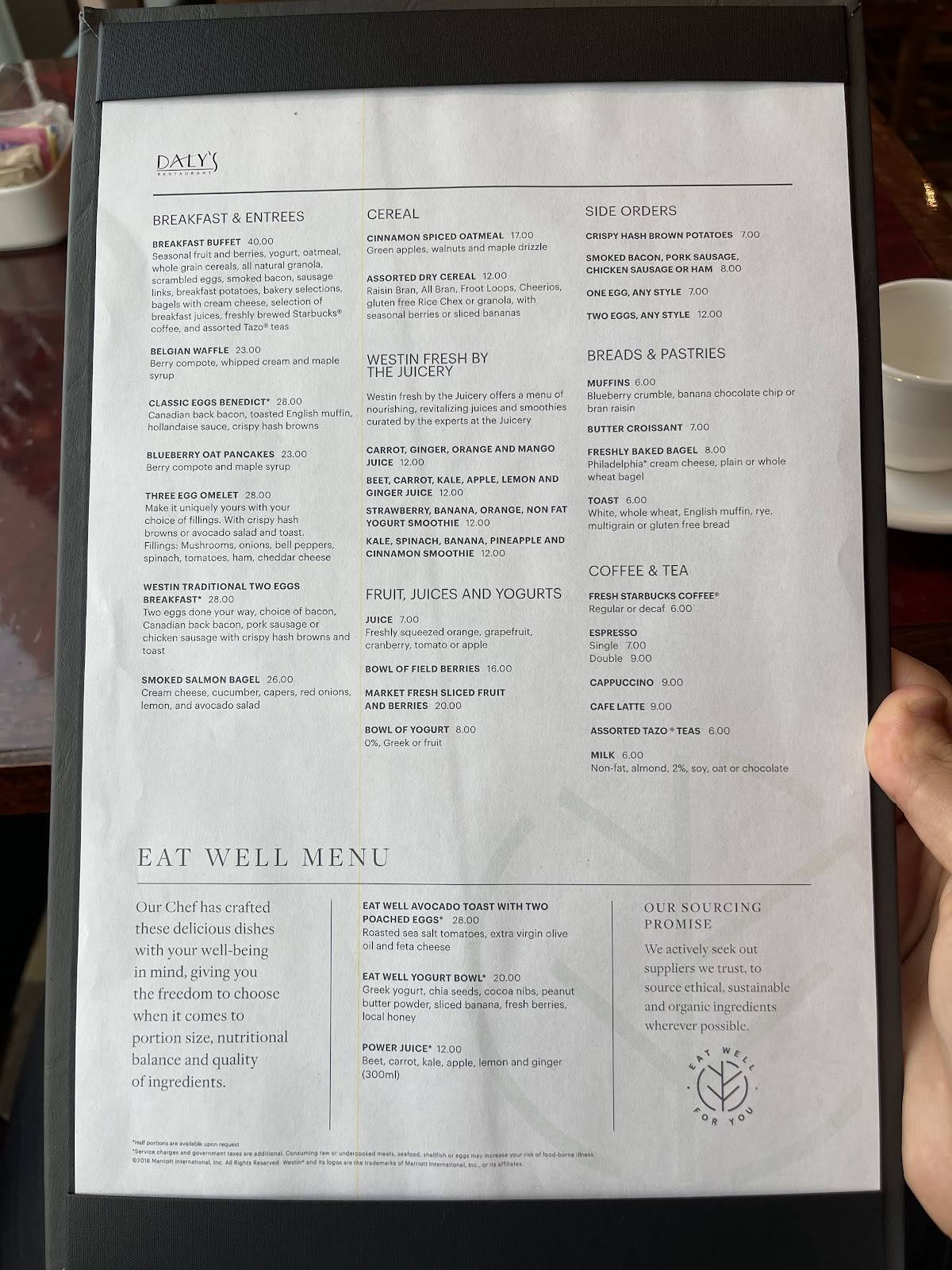 Menu de Daly's Restaurant