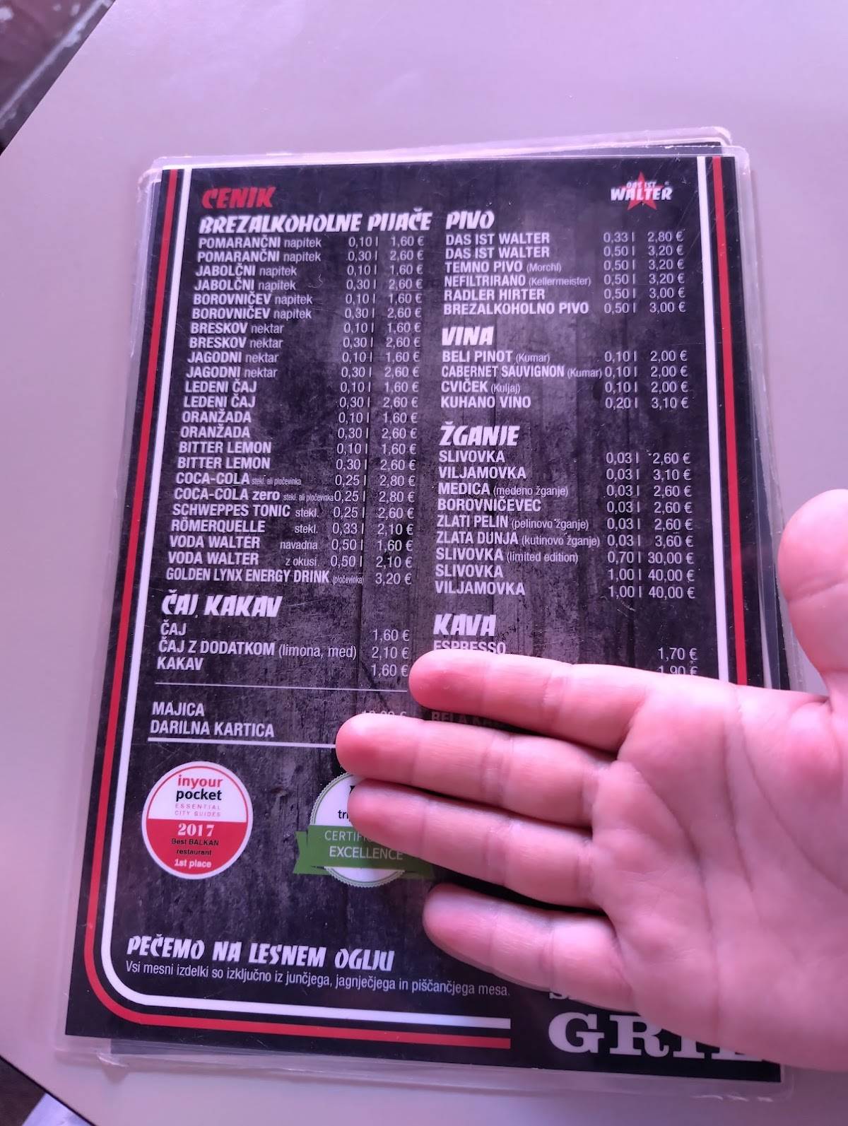 Menu de Das Ist Walter