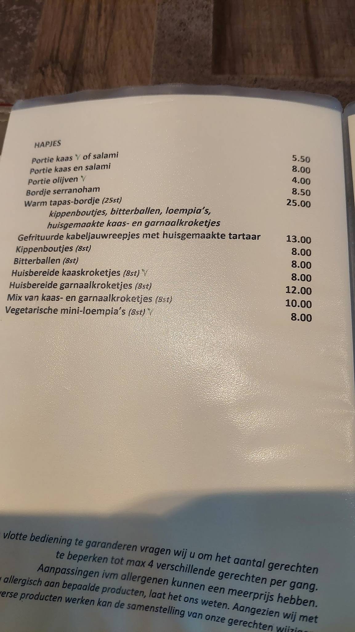 Menu de De Kongo