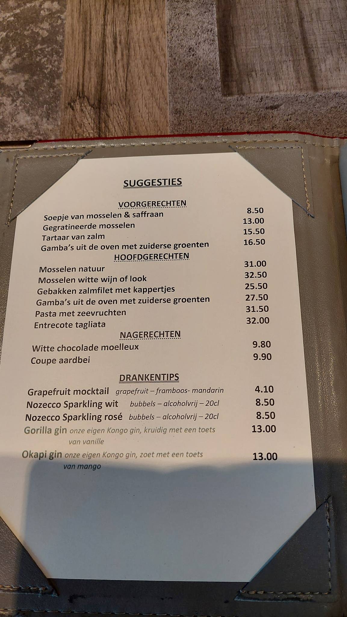 Menu de De Kongo