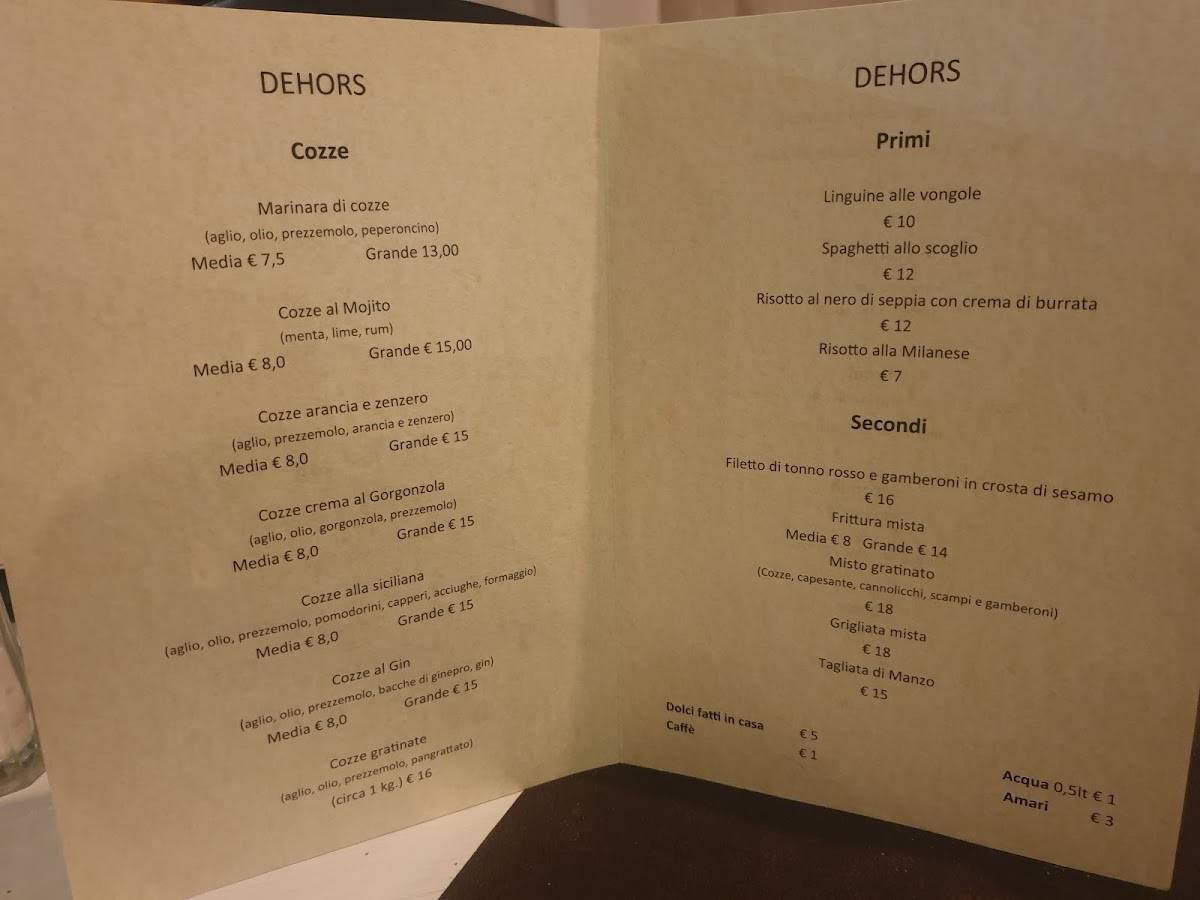 Menu di Dehors Club 