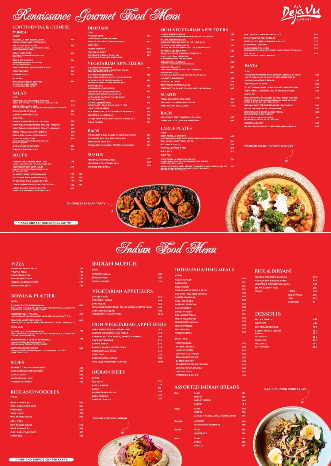 Deja vu Lounge menu