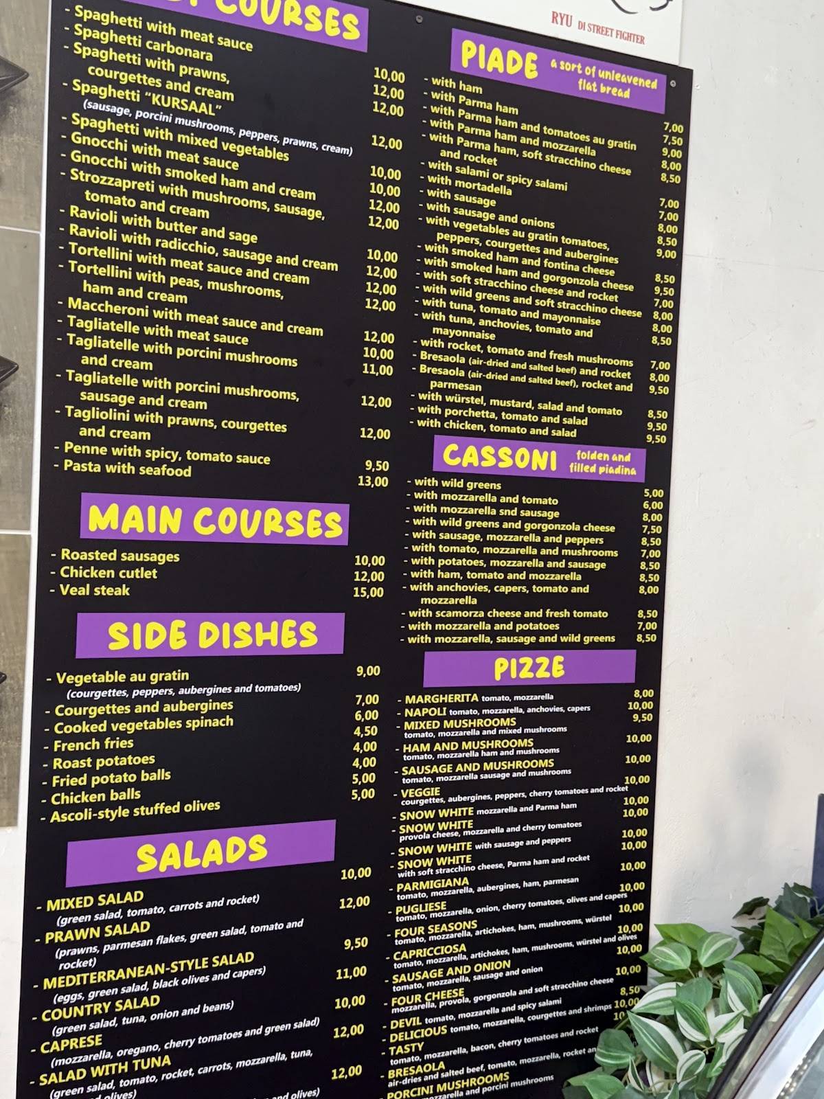 Menu di Del Kursaal 