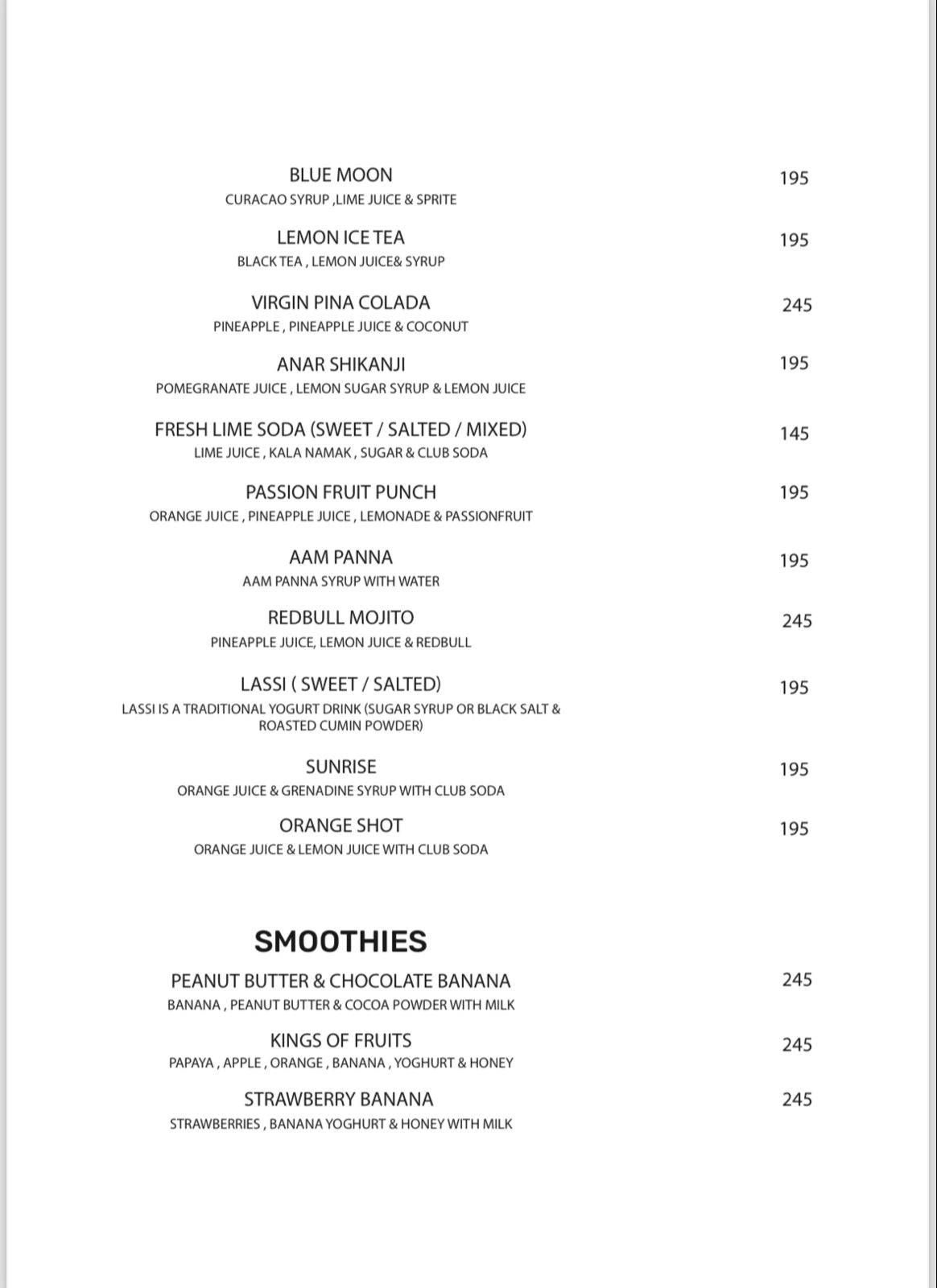 21 Candles Restaurant & Cafe A Unit of The Masala Chowk menu