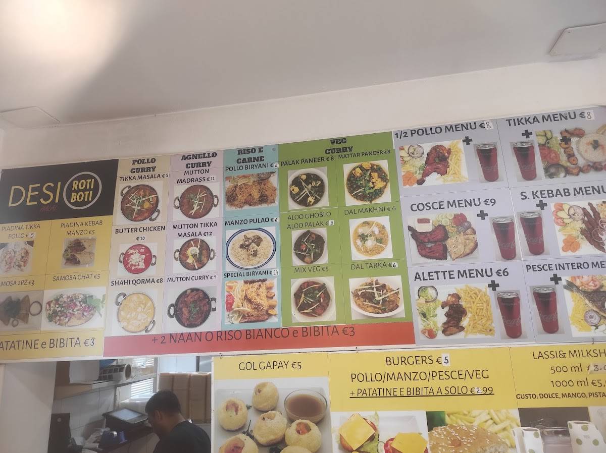 Menu di Desi Roti Boti - Ristorante halal Indian Pakistani 
