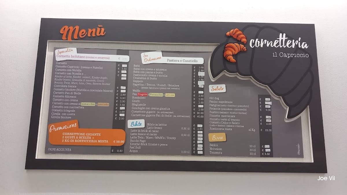 Menu di Cornetteria il Capriccio 