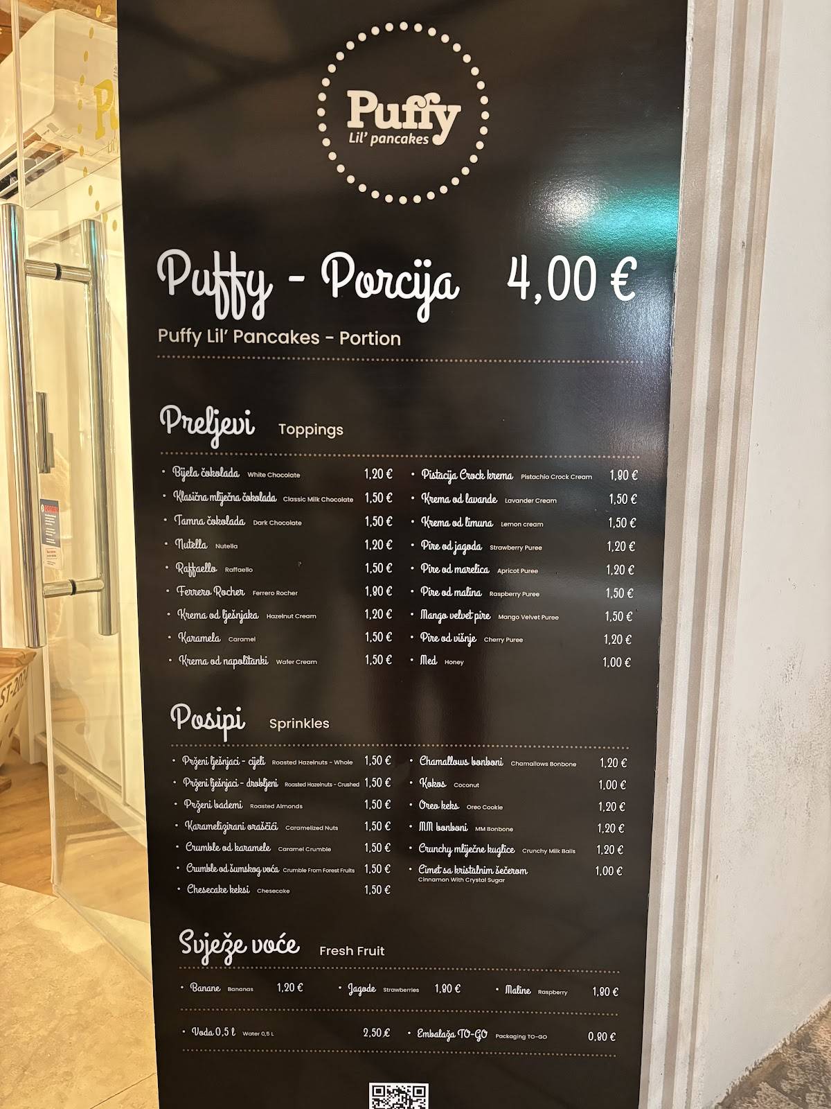 Menu de Puffy Lil' Pancakes Split