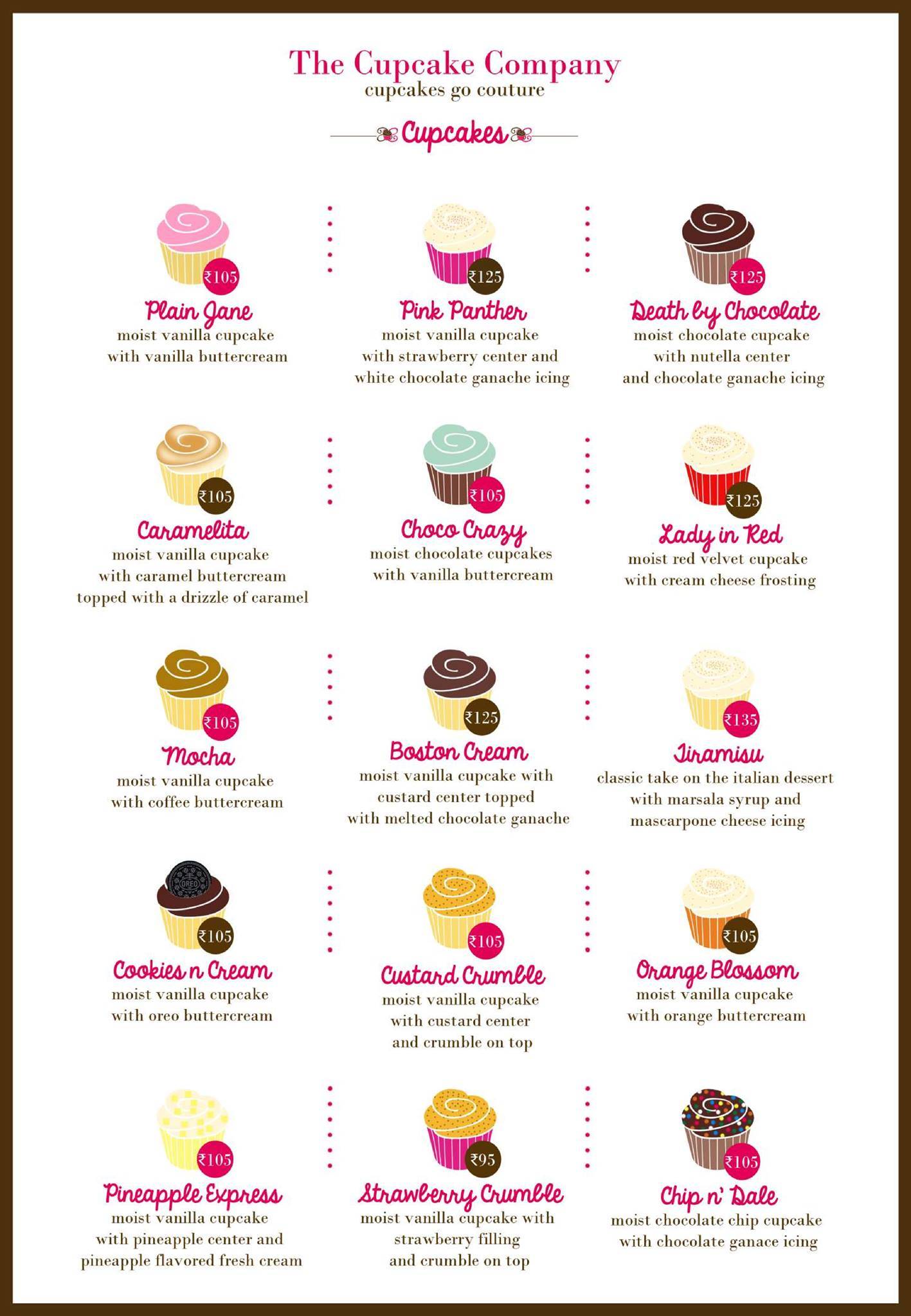 The Cupcake Company menu