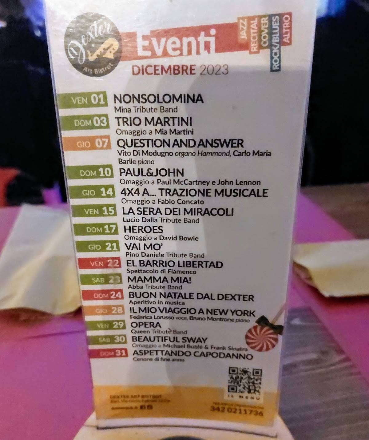 Menu di Dexter Art Bistrot 