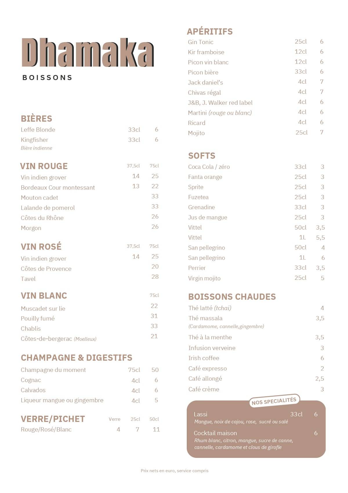 Menu de Restaurant Dhamaka – Spécialités indiennes - Le Goût Authentique de l’Inde à BERCK