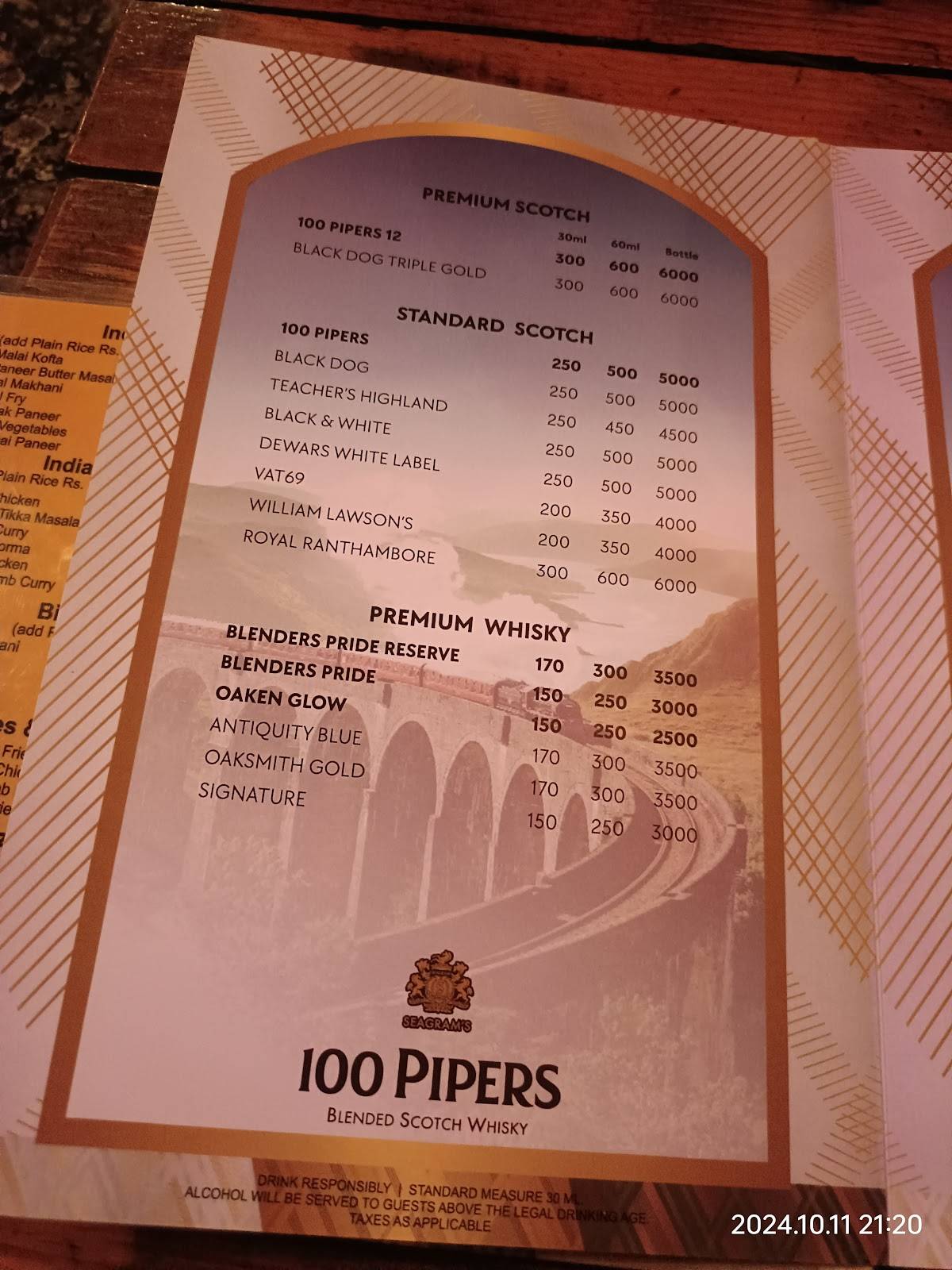 Rakus Place Hotel,Cafe & bar menu