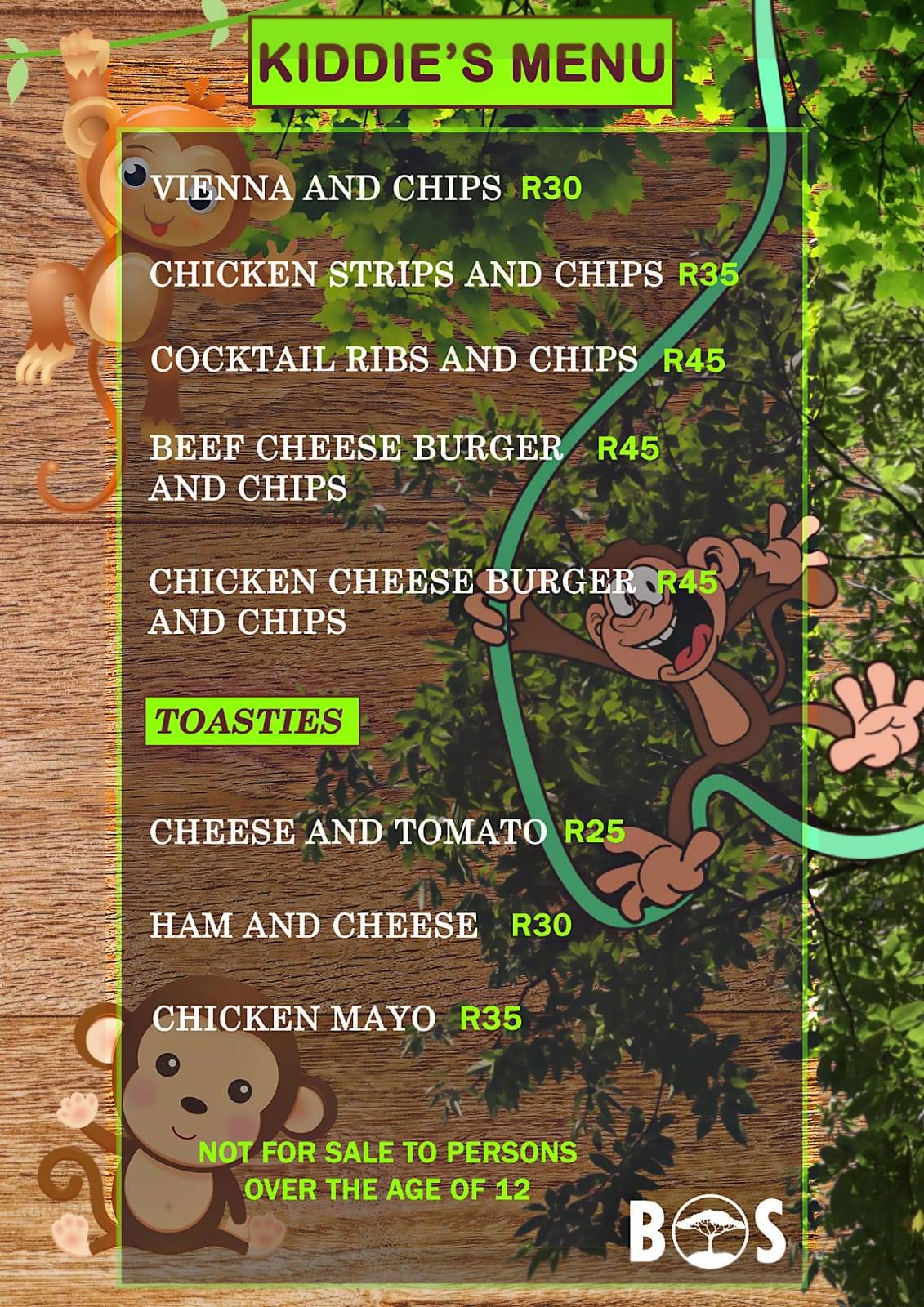 Menu at Die Bos Restaurant & Function Venue, Pretoria