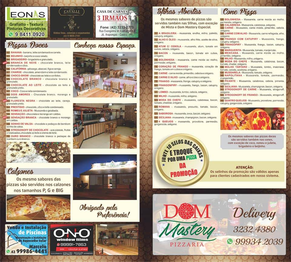 Dom Mastery Pizza cardápio