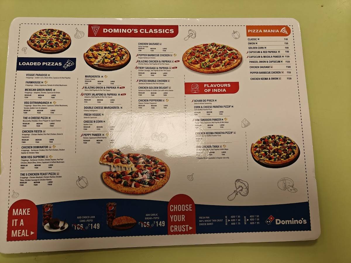 Domino's Pizza D'souza Colony, Nasik menu