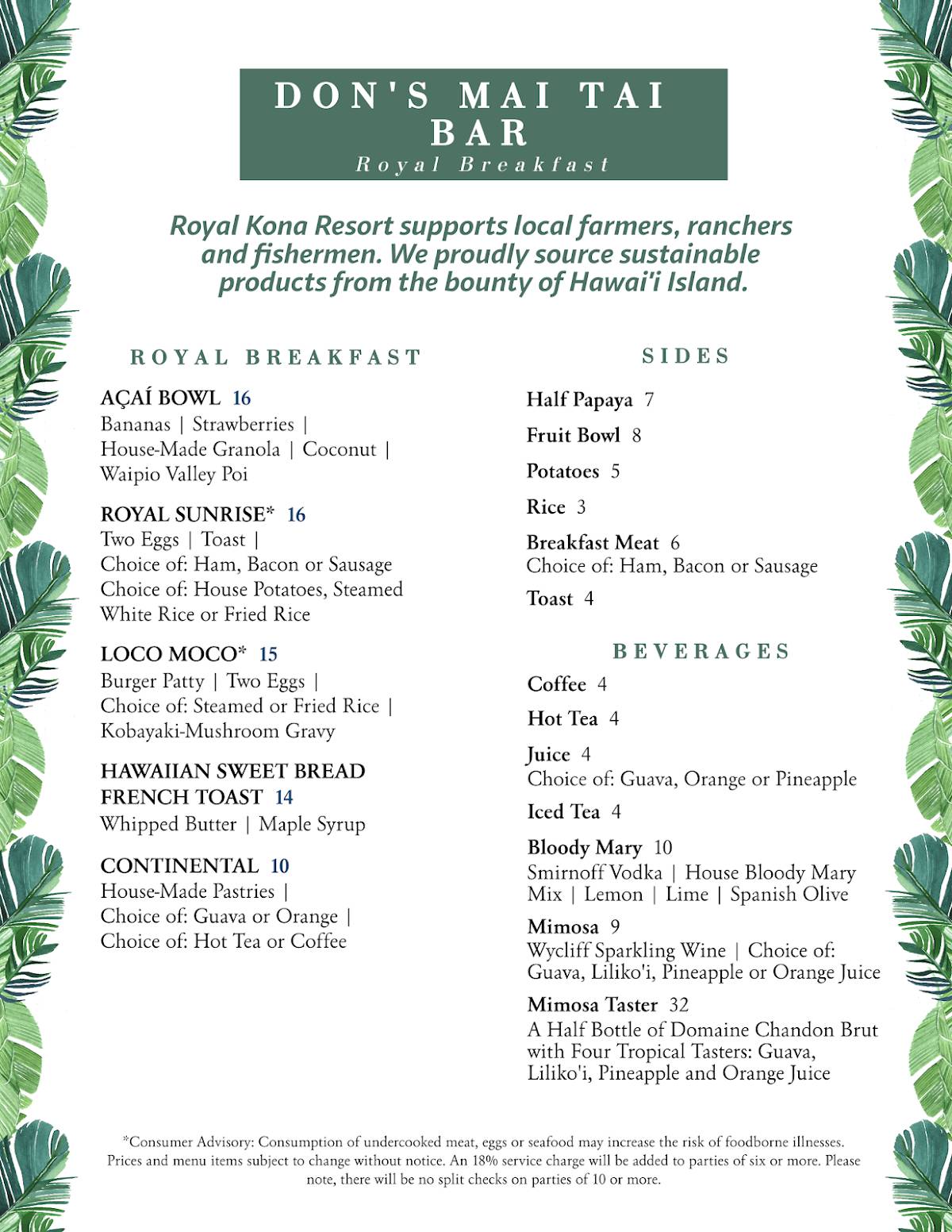 Menu at Don's Mai Tai Bar & Restaurant, KailuaKona