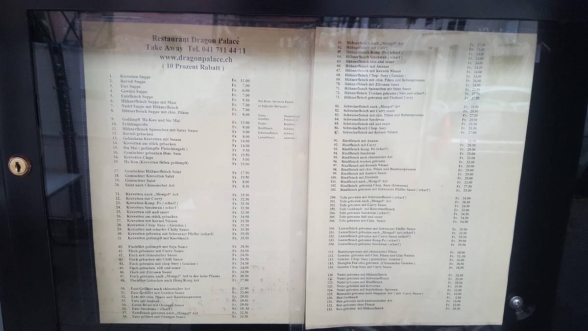 Menu di Dragon Palace 