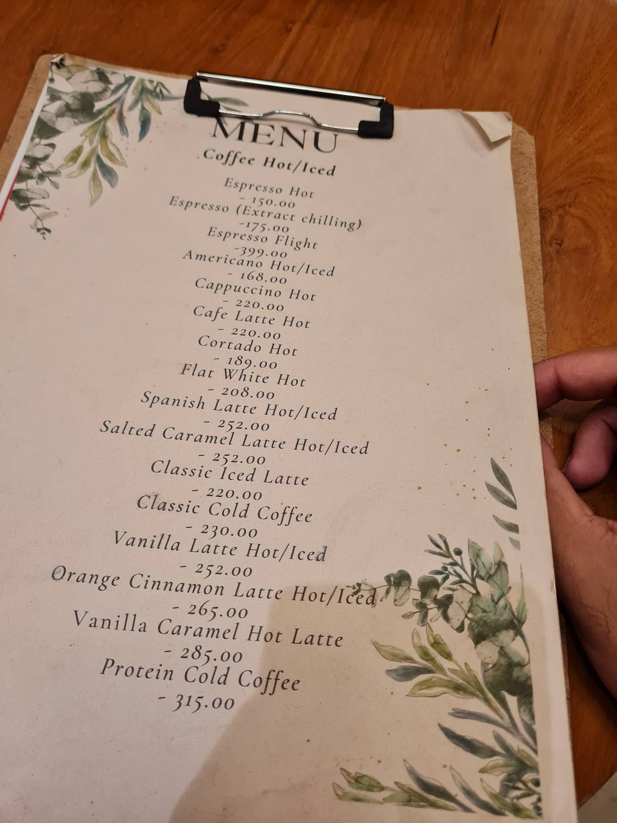 Menu at Drip and Drop Coffee, Bengaluru
