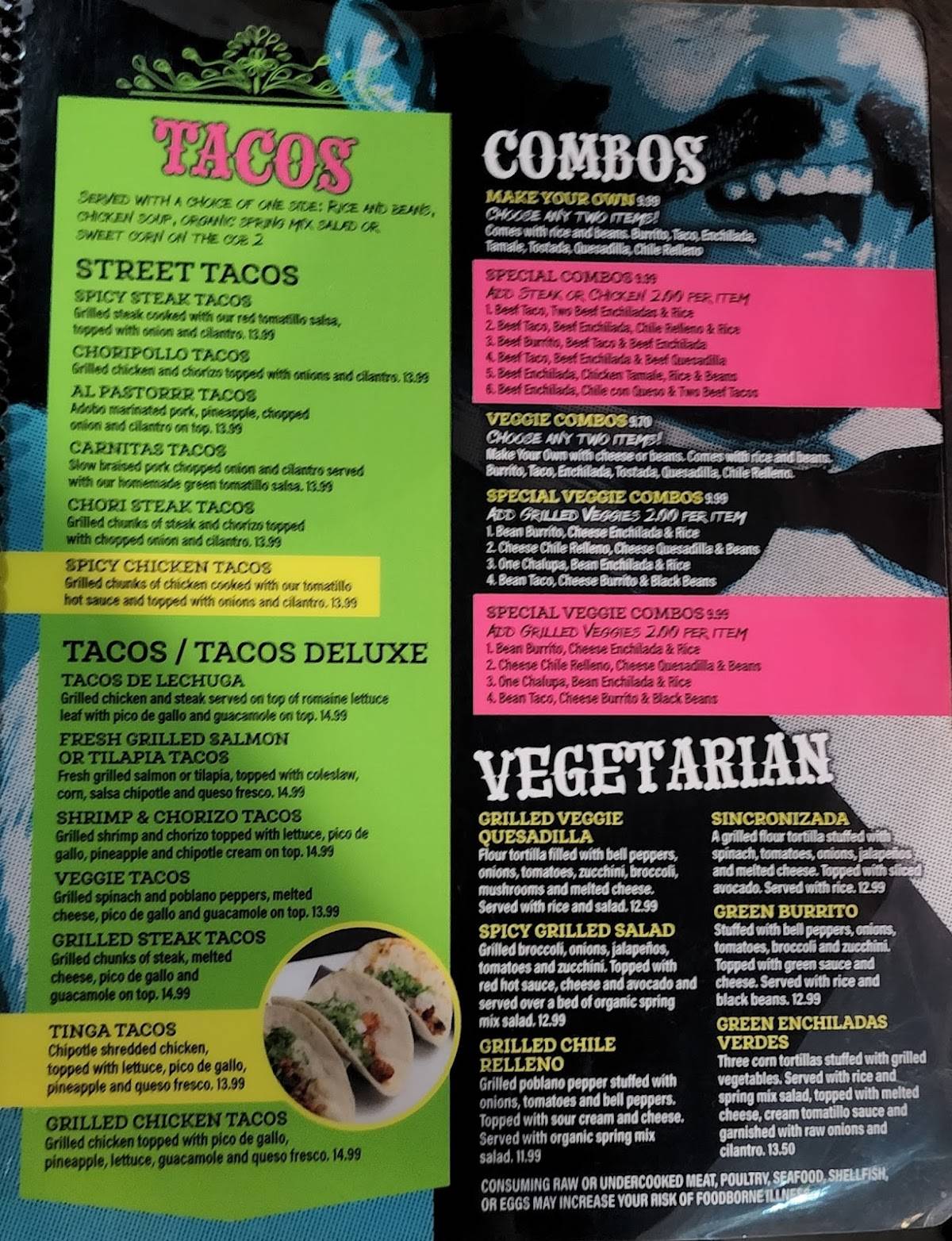 Menu at Ay Wey Mexican Kitchen + Tequila restaurant, Dunn