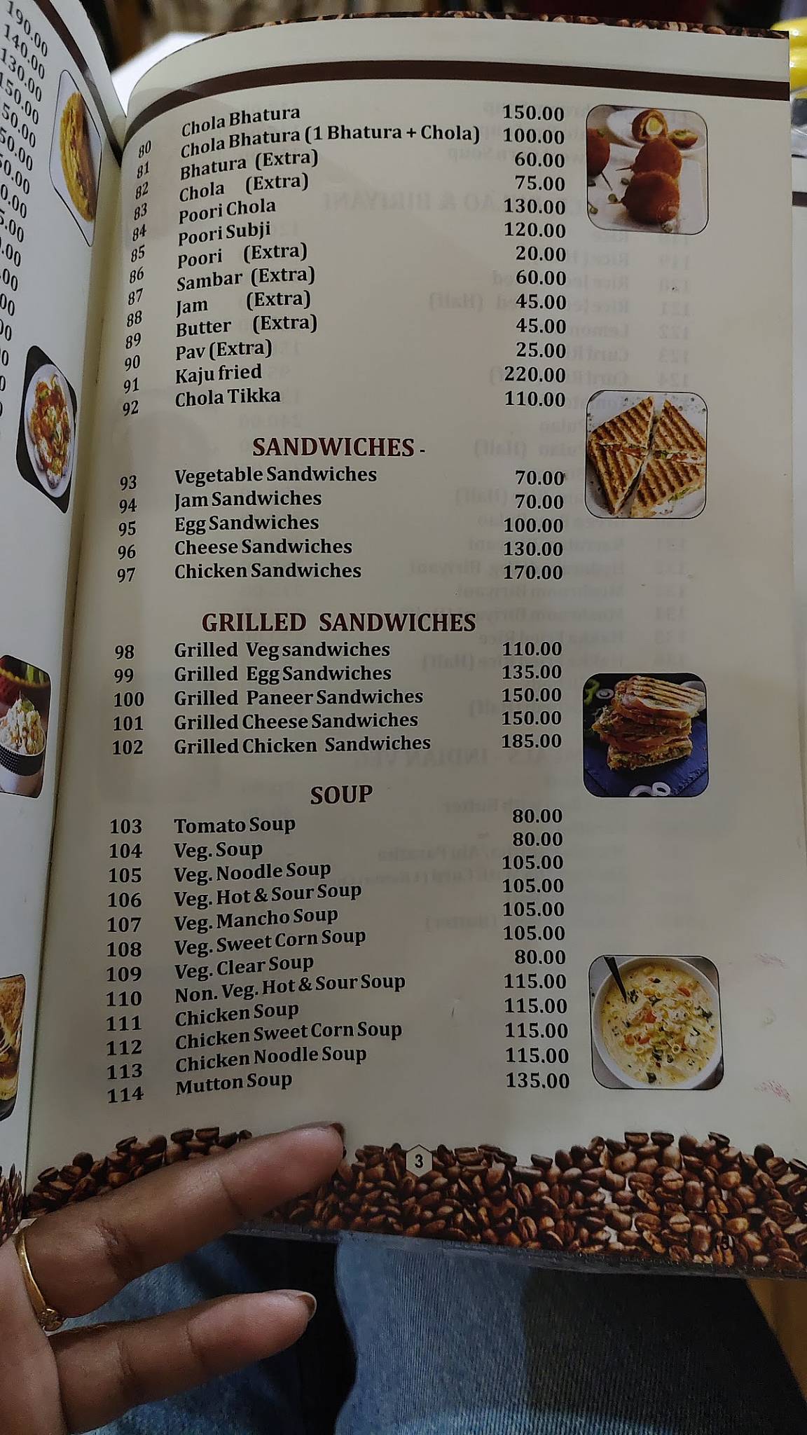 Indian Coffee House menu