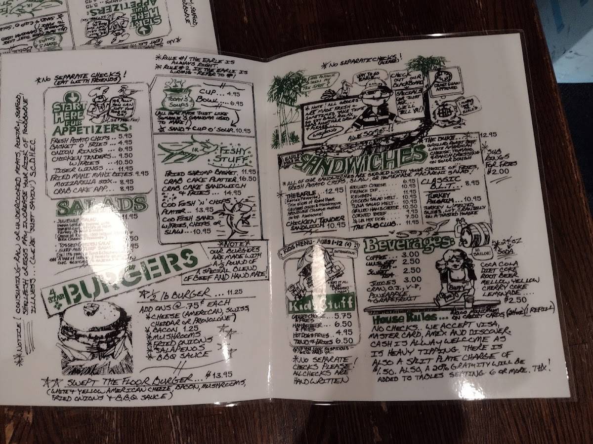Menu at Earle of Sandwich Pub, Hilton Head Island