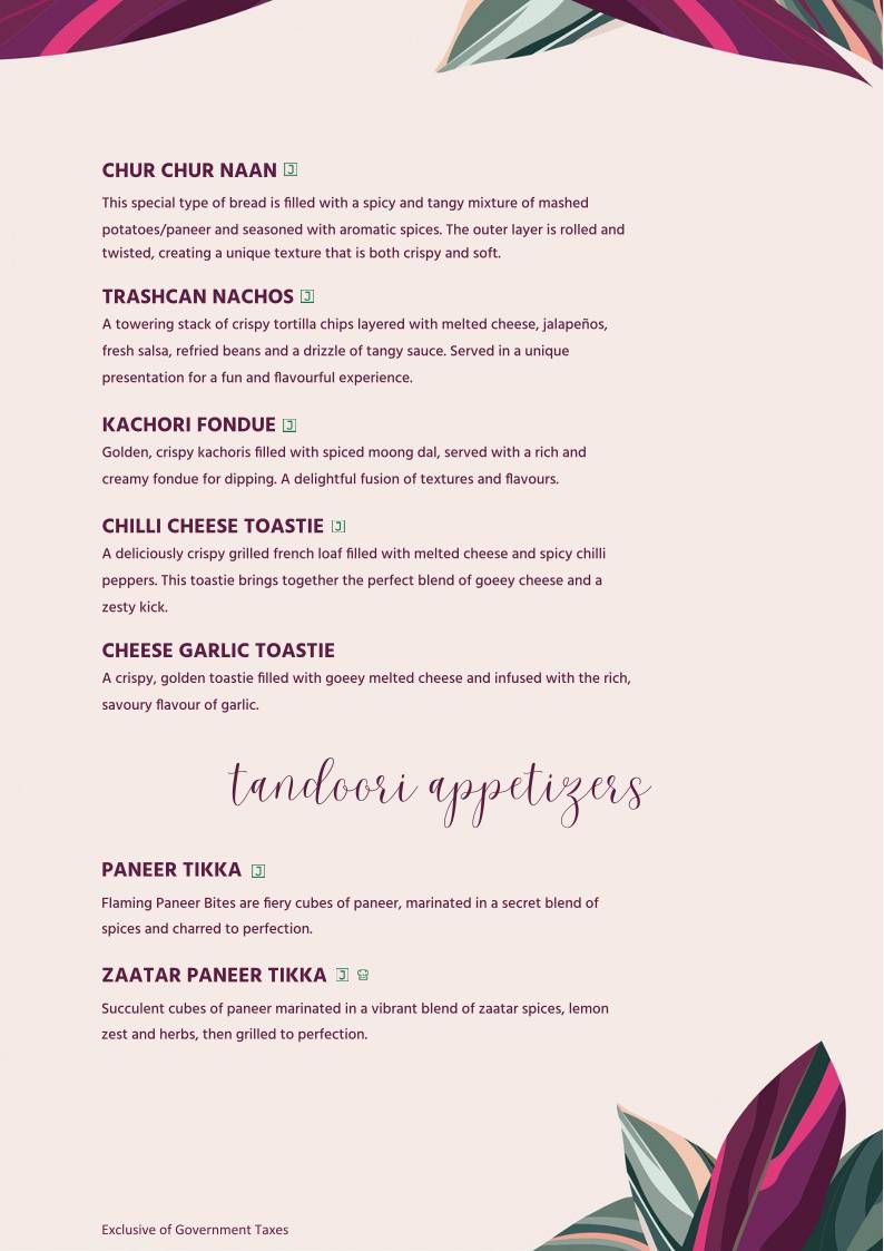 Earth Houz - Pure Vegetarian menu