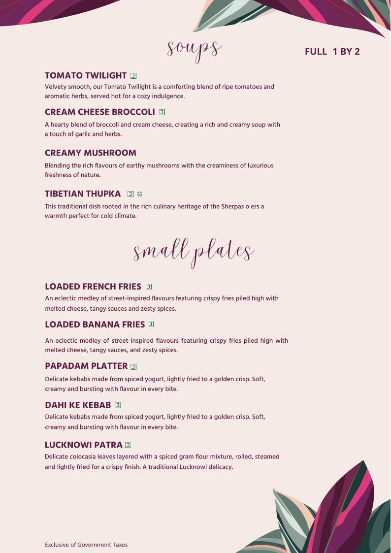 Earth Houz - Pure Vegetarian menu