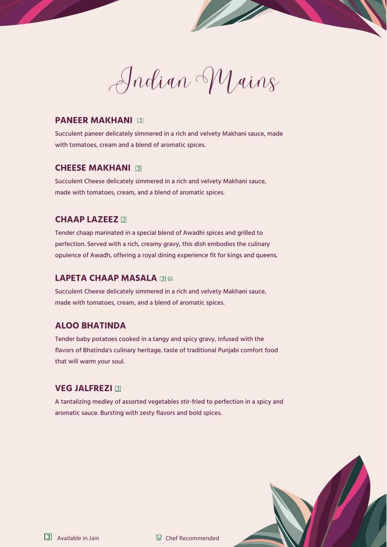 Earth Houz - Pure Vegetarian menu