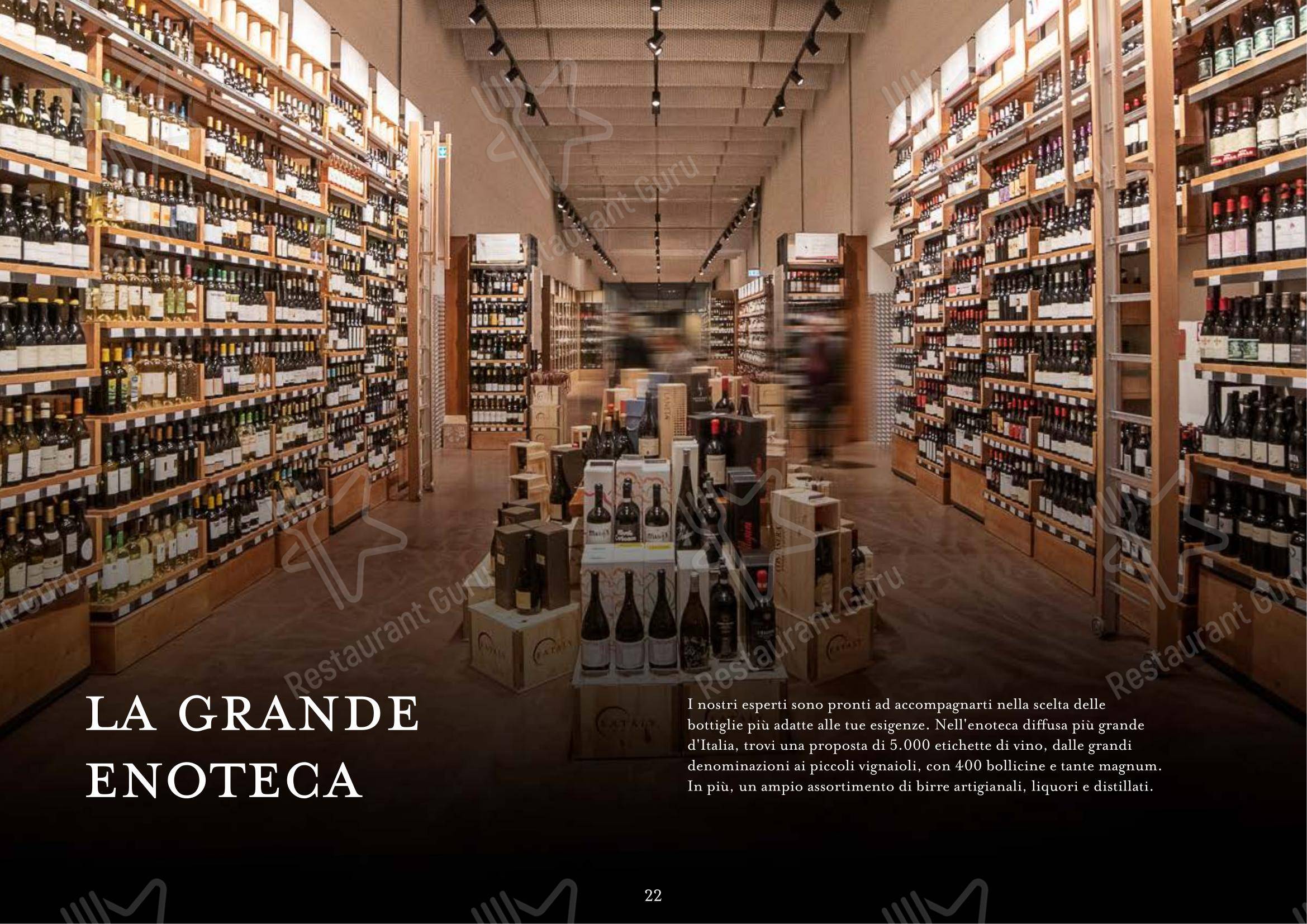 Menu bar per Eataly Torino Lingotto ristorante