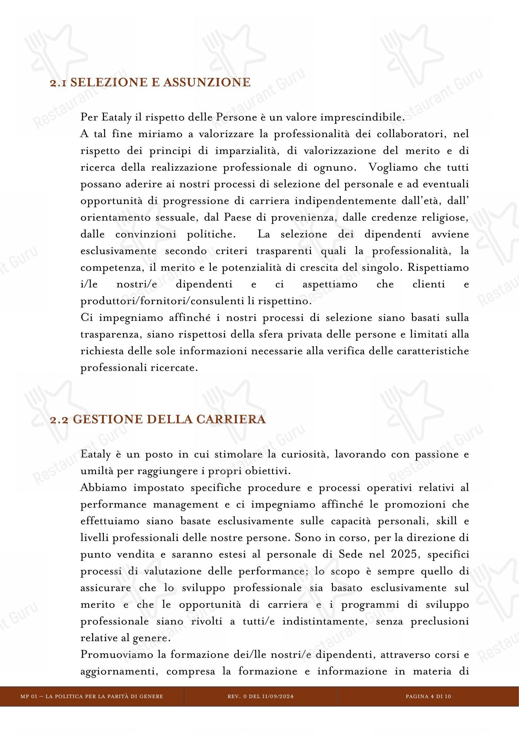 Eataly Torino Lingotto in Torino - 菜单