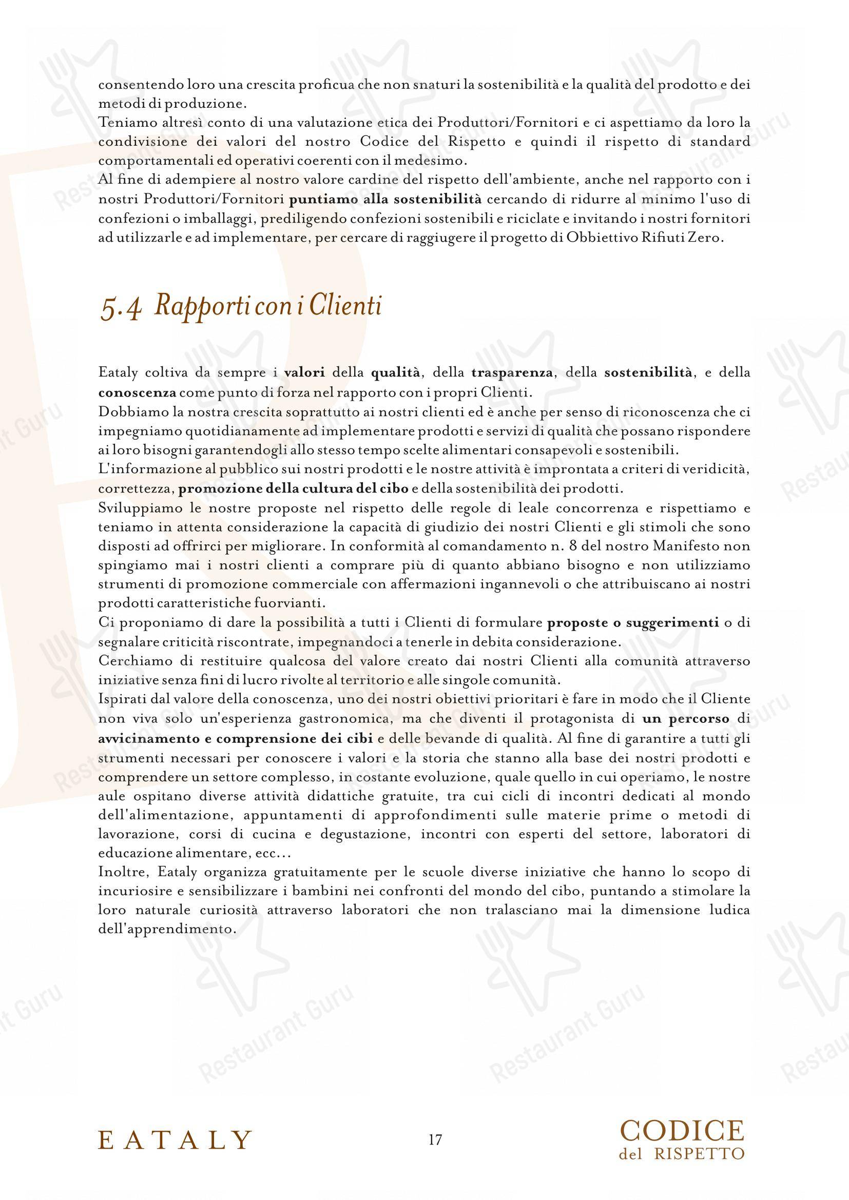 Menu di Eataly Torino Lingotto - Menu