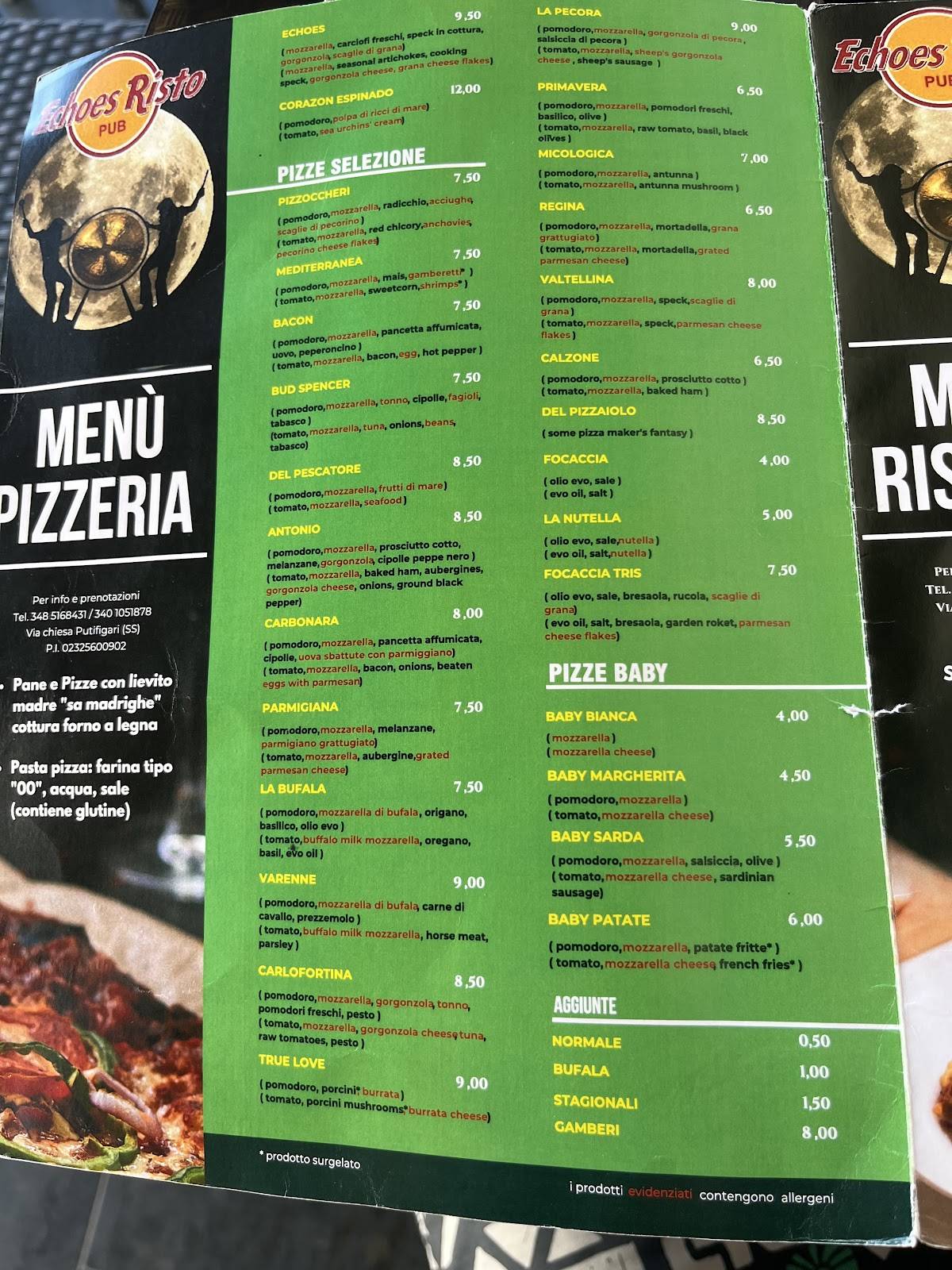 Menu di Echoes Ristopub 