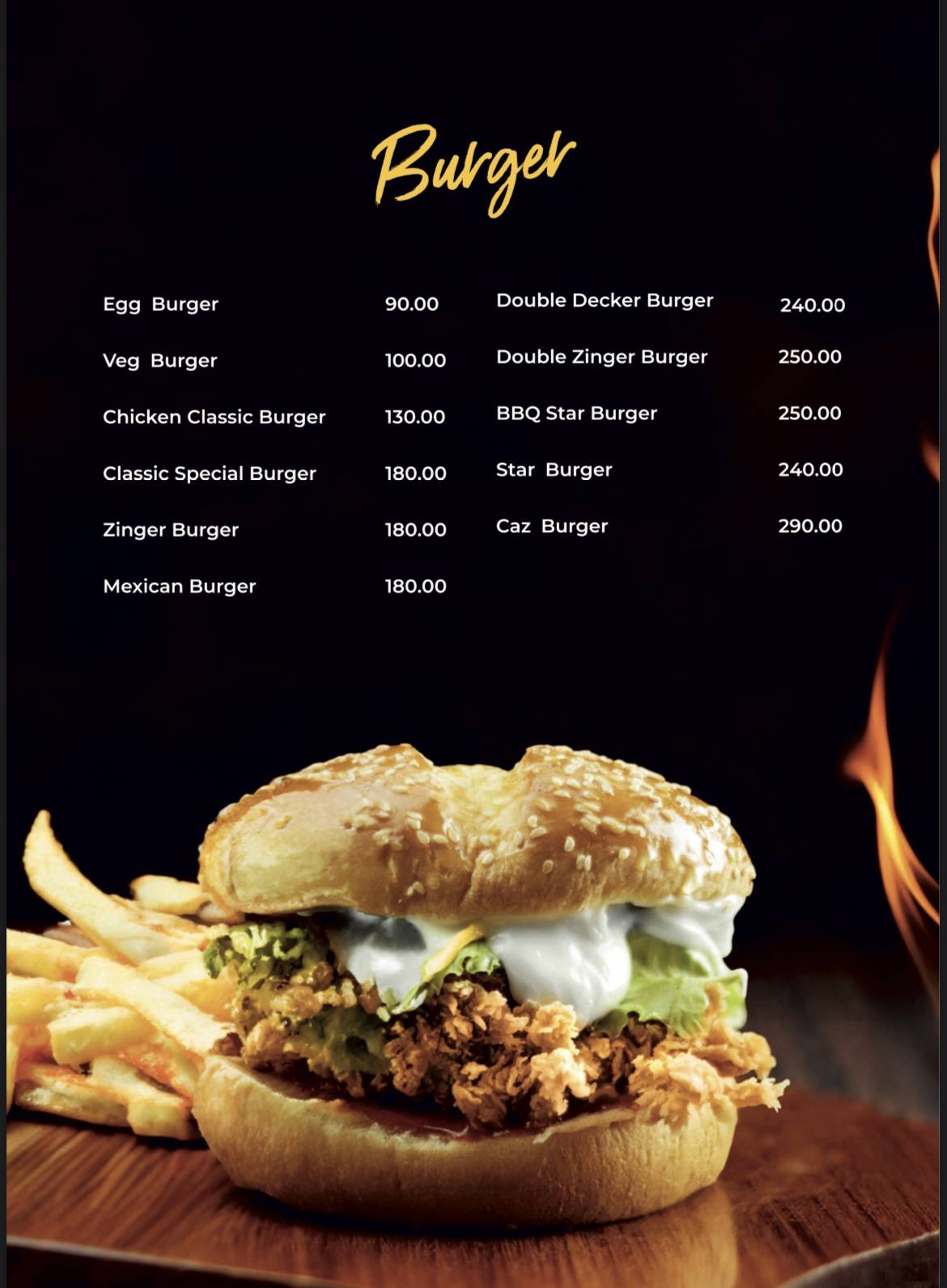 Caz Cafe menu