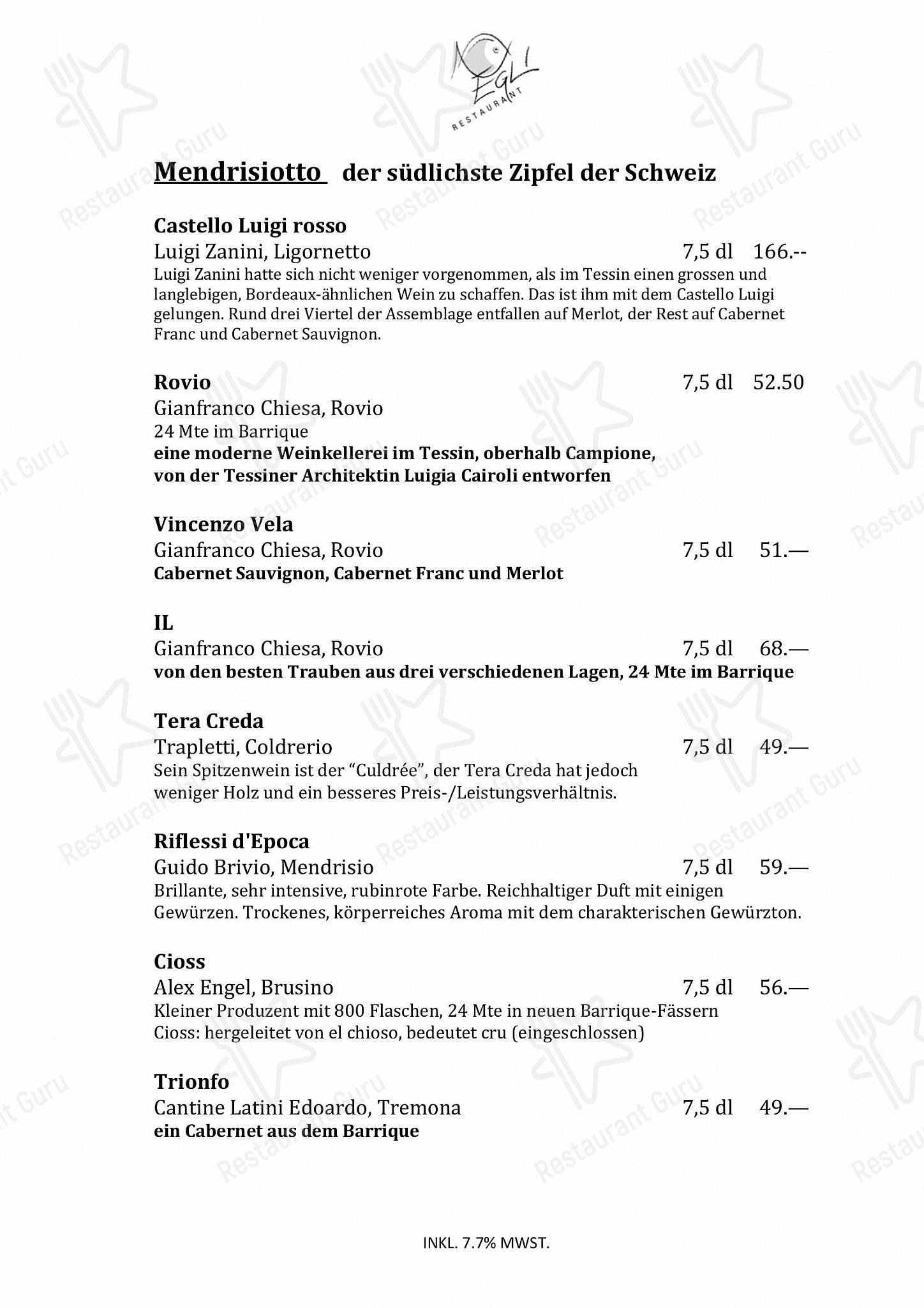 Menu di Restaurant Egli - Boronia Catering Menu Pack