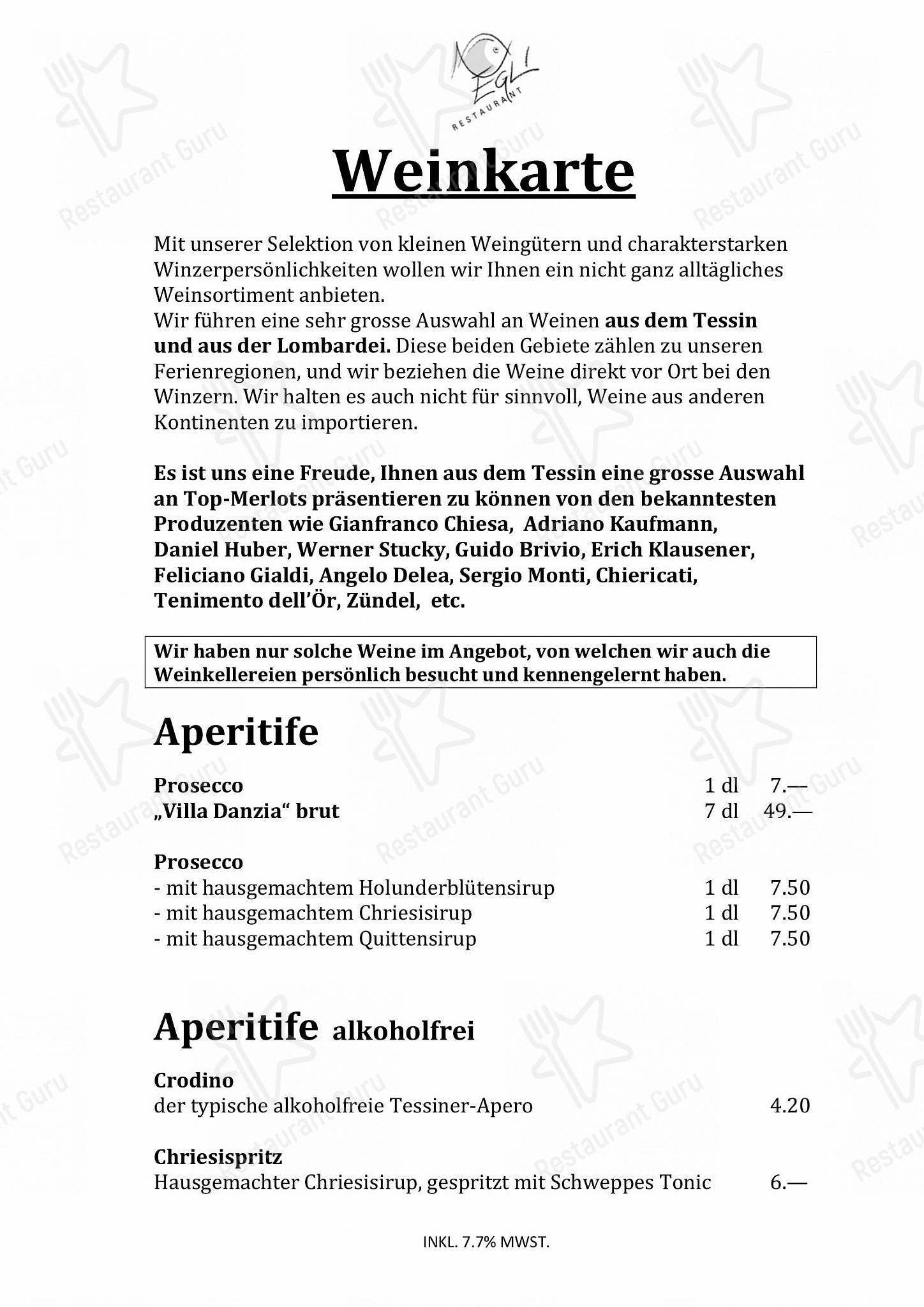 Restaurant Egli in Gossau - Boronia Catering Menu Pack