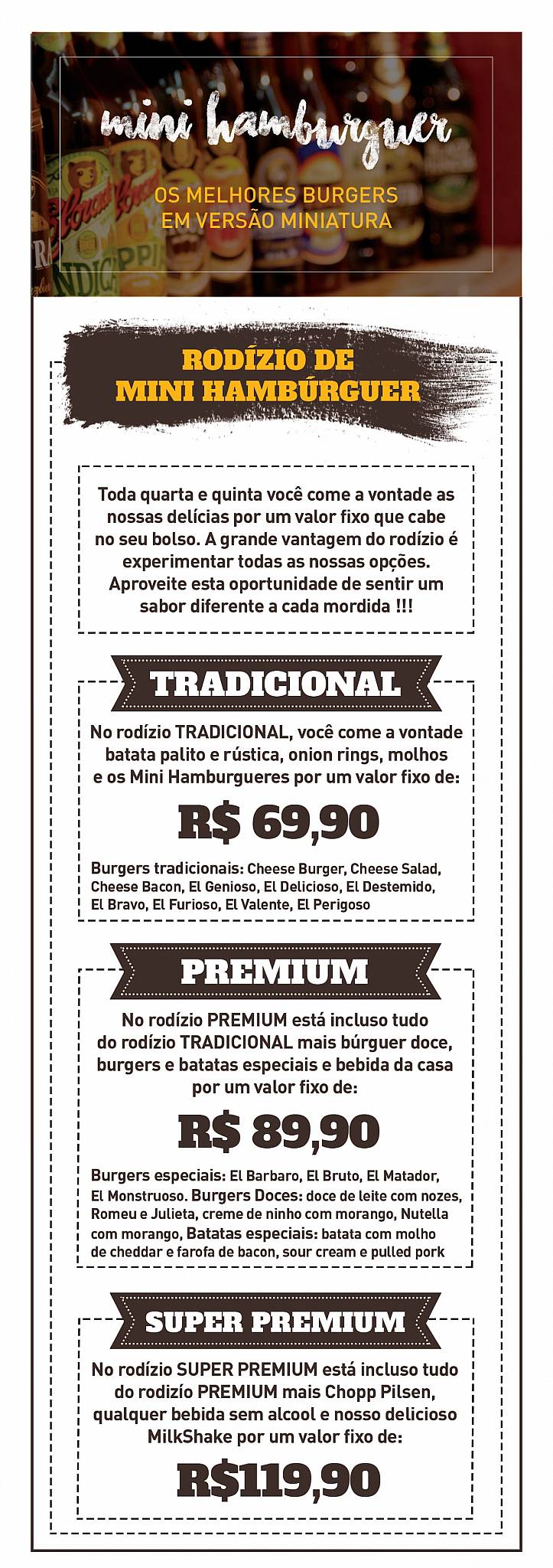 El Bravo Hamburgueria cardápio
