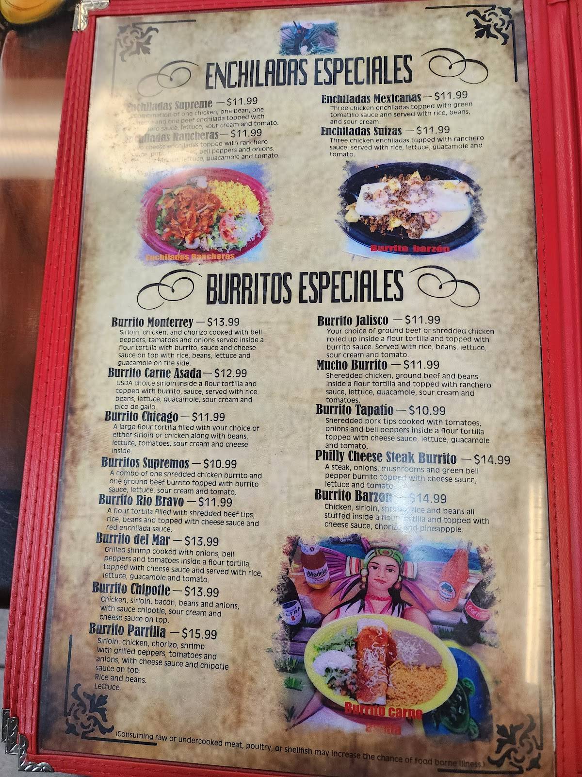 Menu at El Tequila restaurant, Antigo