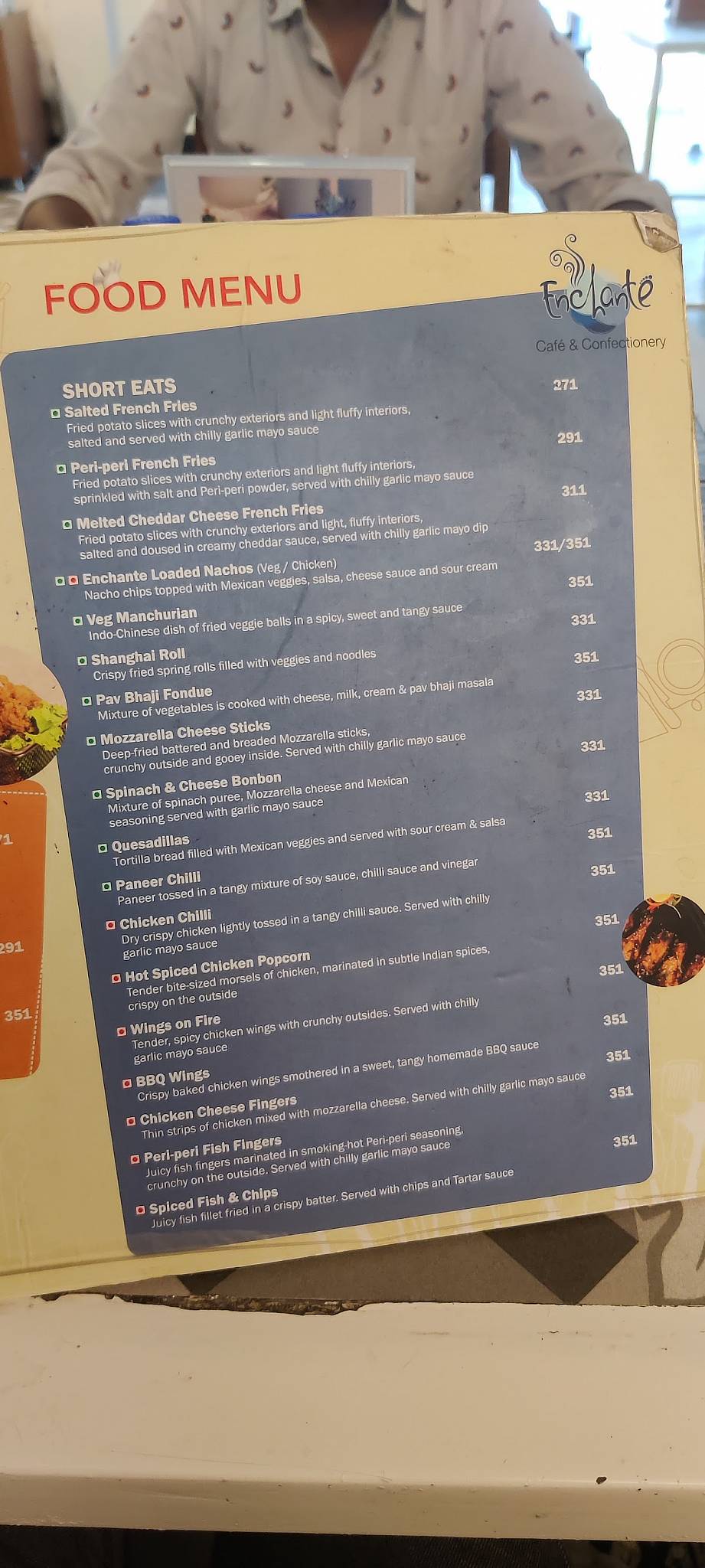 Enchanté Café & Confectionery menu