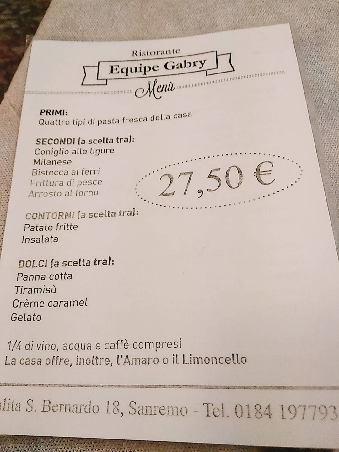 Menu di Equipe Gabry 