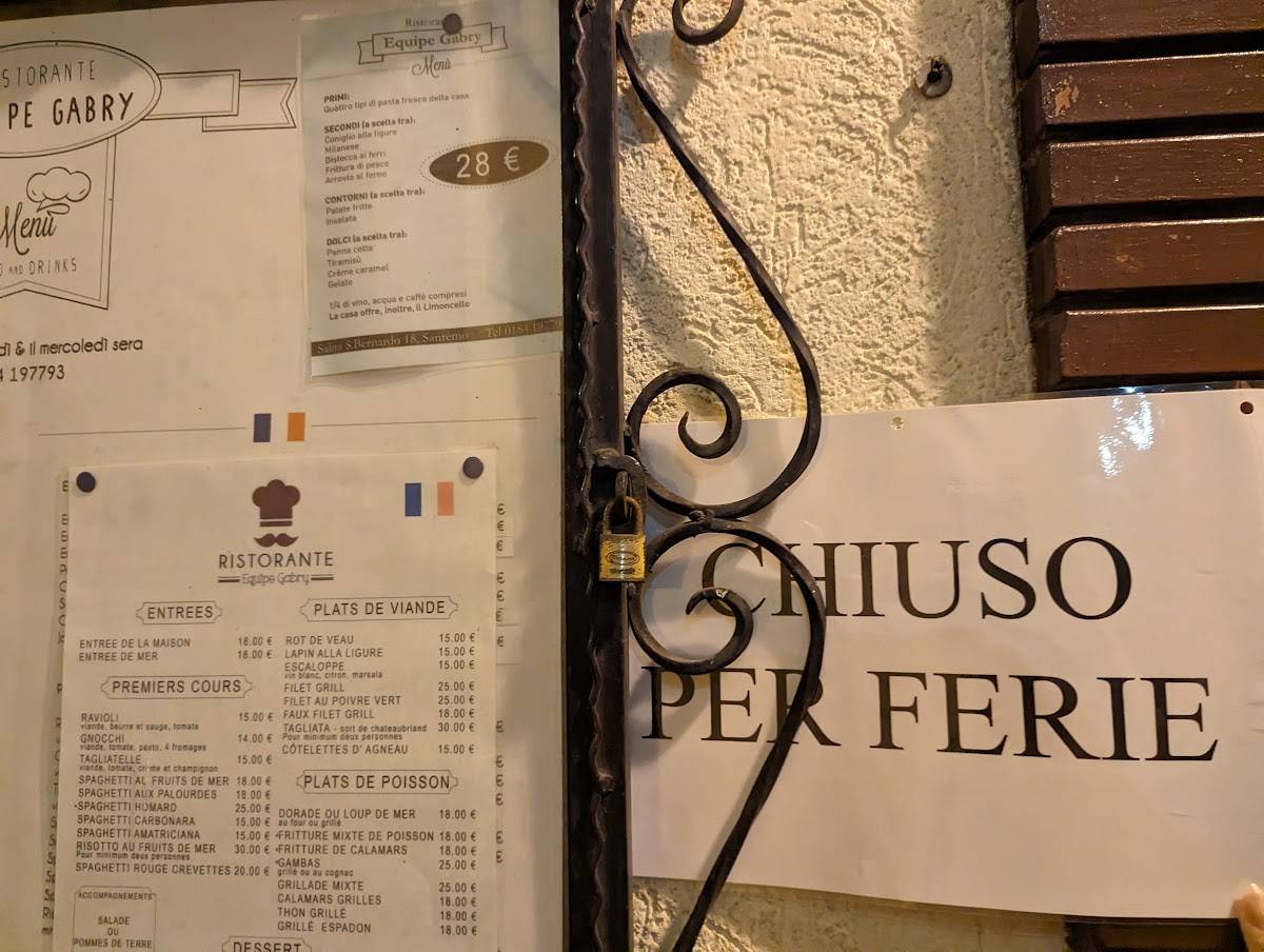 Menu di Equipe Gabry 