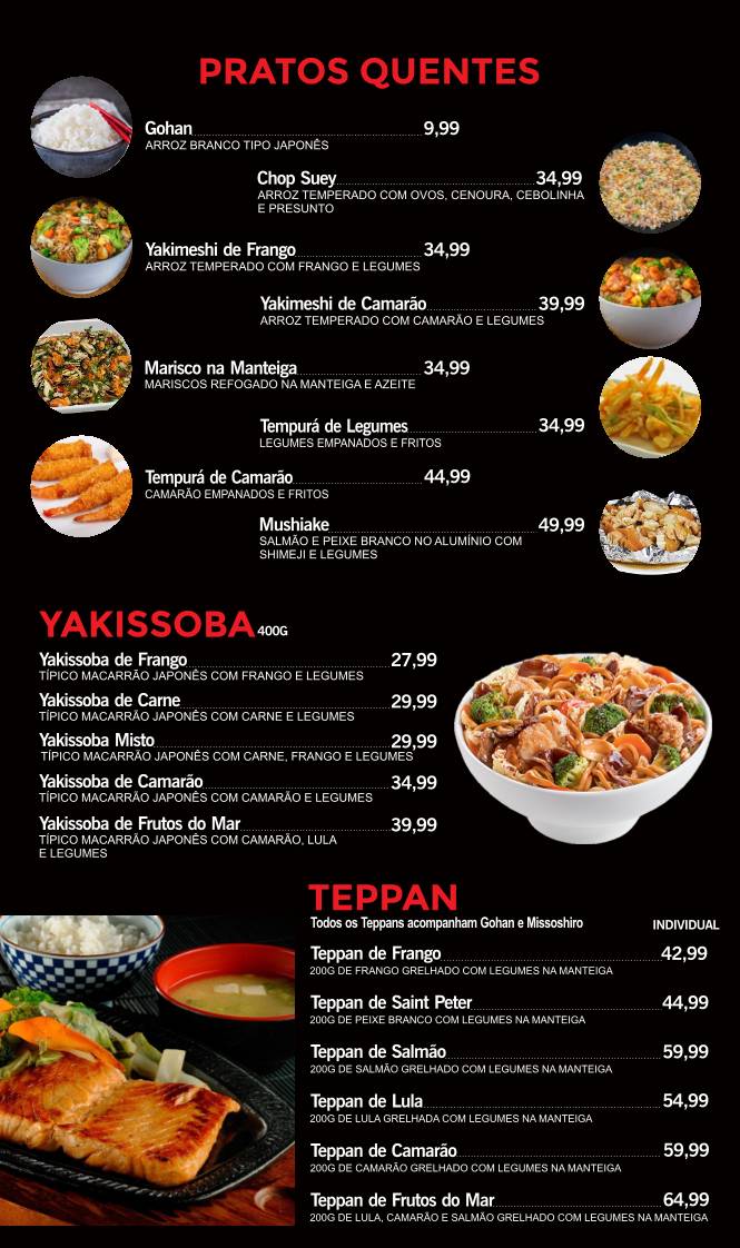 Escarpas Sushi Bar l Rodízio de Comida Japonesa e Restaurante Japonês em Ribeirão Preto cardápio