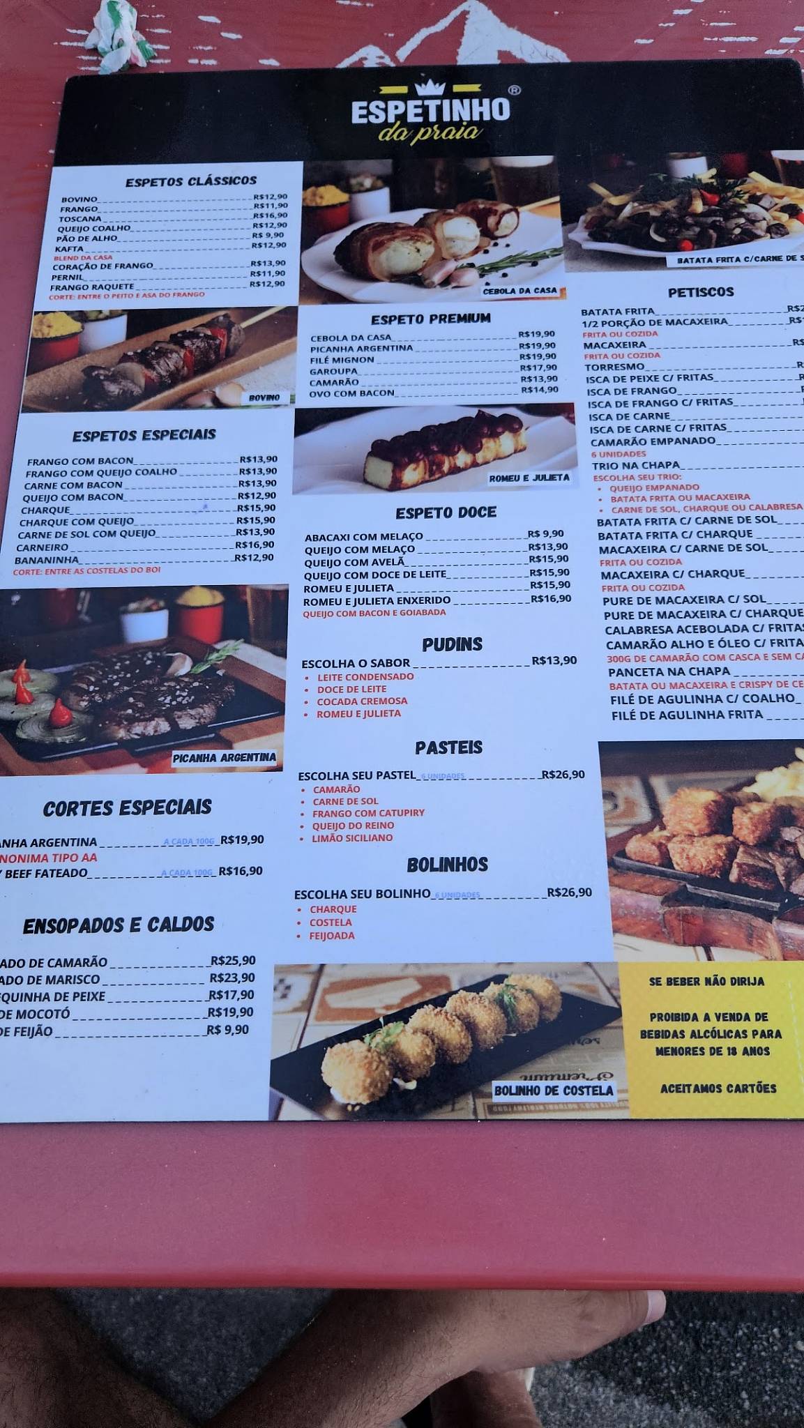 Espetinho da praia Intermares cardápio