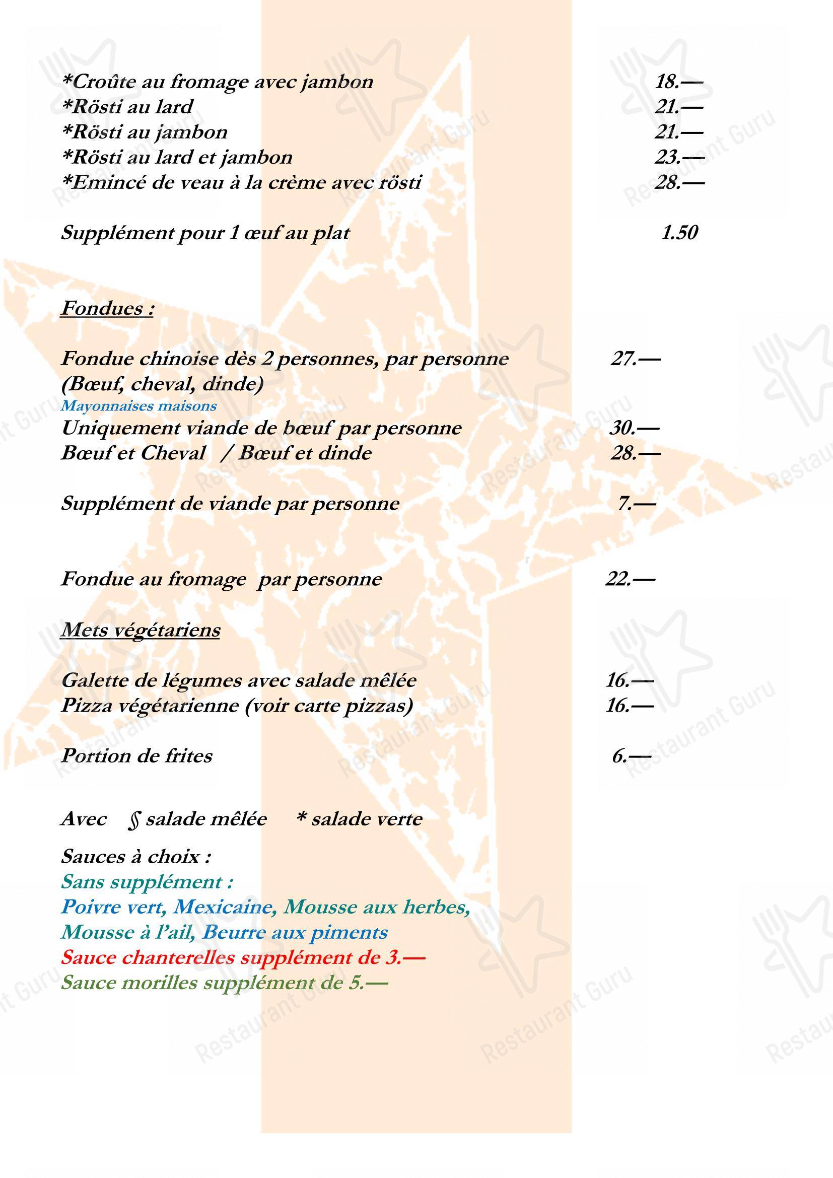 Menu per Étoile in Villeneuve