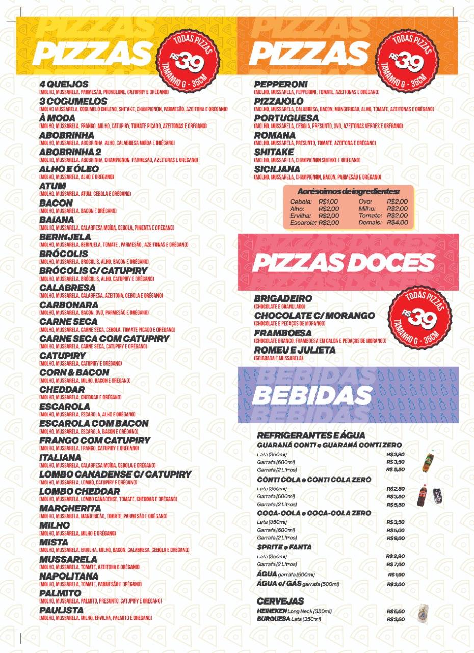 Euro Express Pizzaria cardápio