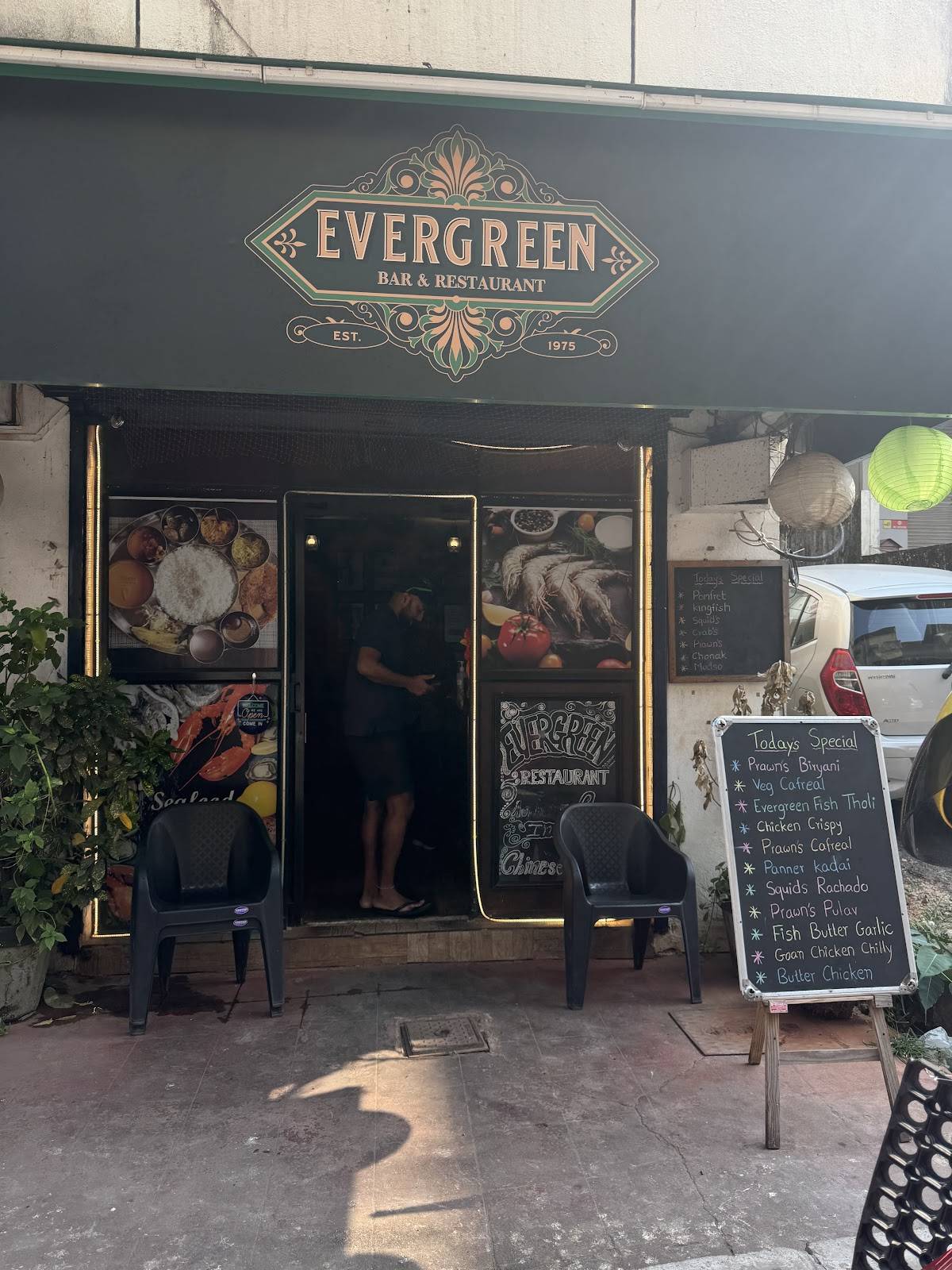 Evergreen Restaurant 1975 menu