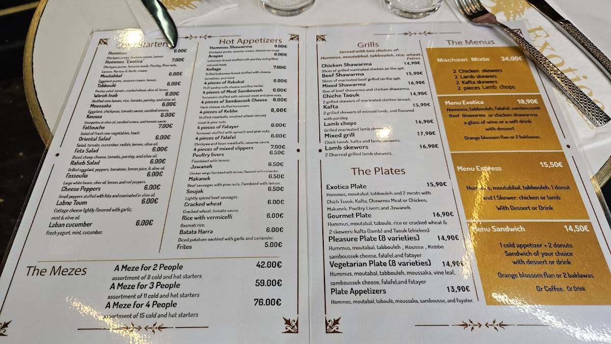 Menu de Exotica